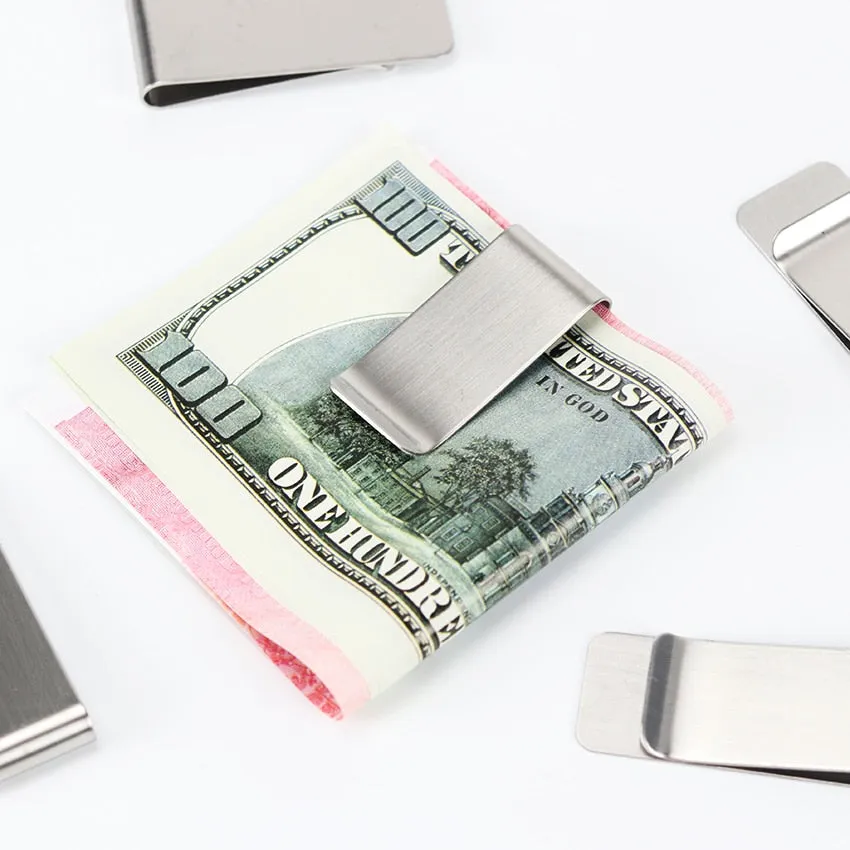 1Pc High Quality Stainless Steel Metal Money Clip Fashion Simple Silver Dollar Cash Clamp Holder Wal