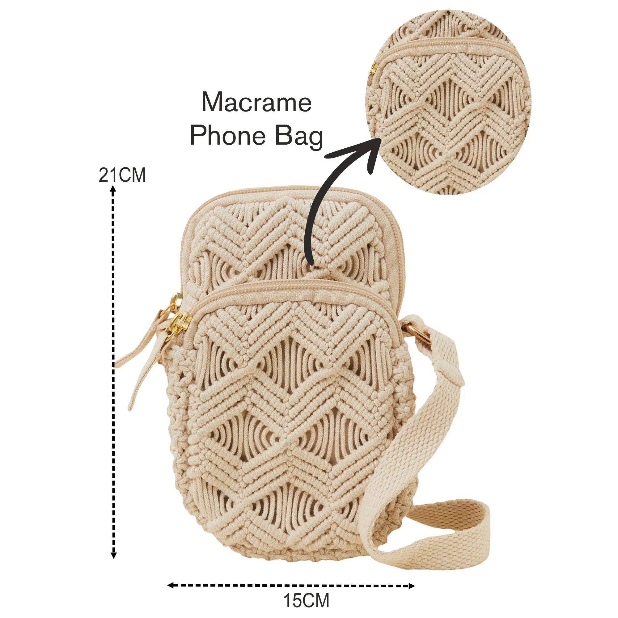 Accessorize London Women's Cream Macrame Phone Bag