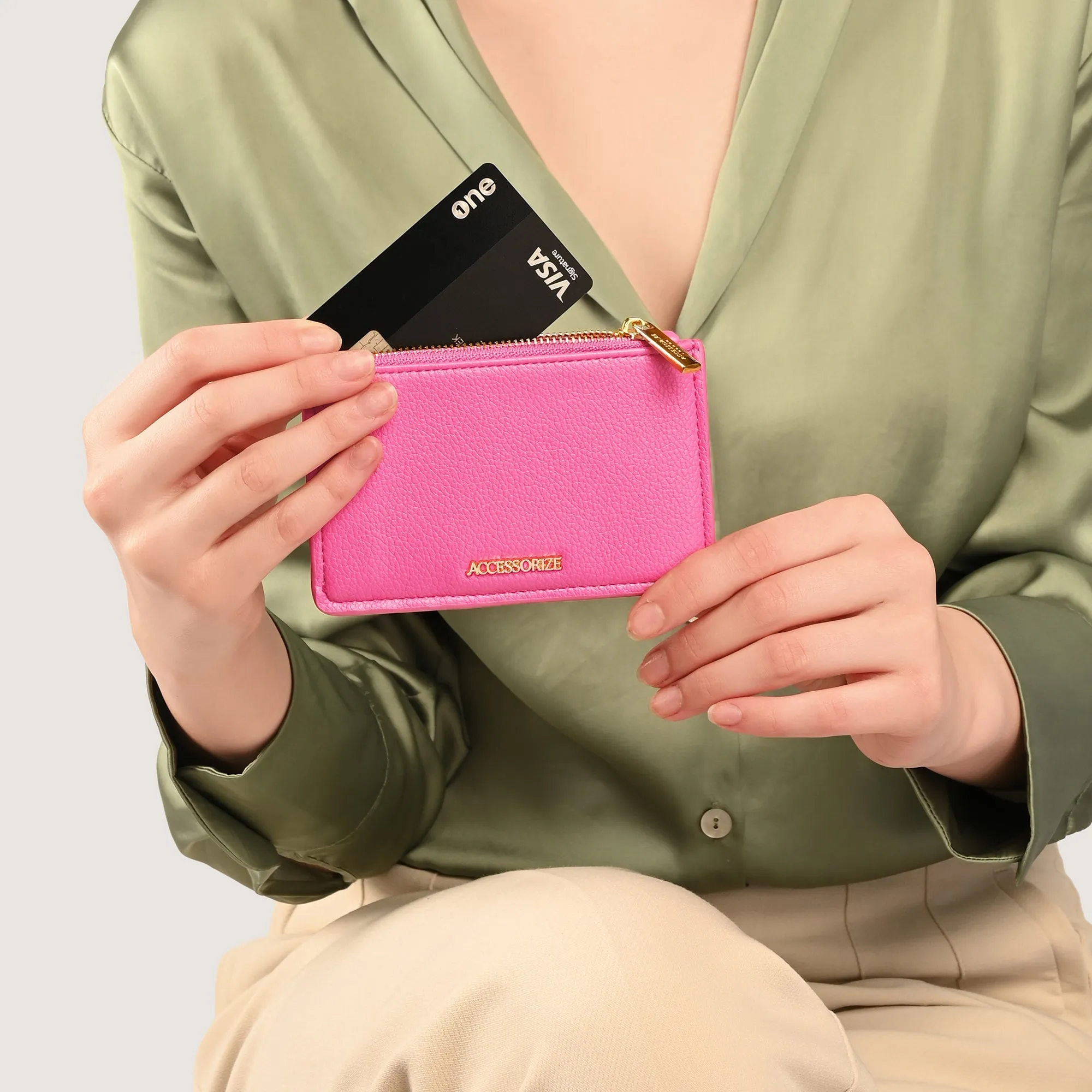 Accessorize London Women's Fuchsia Classic Cardholder