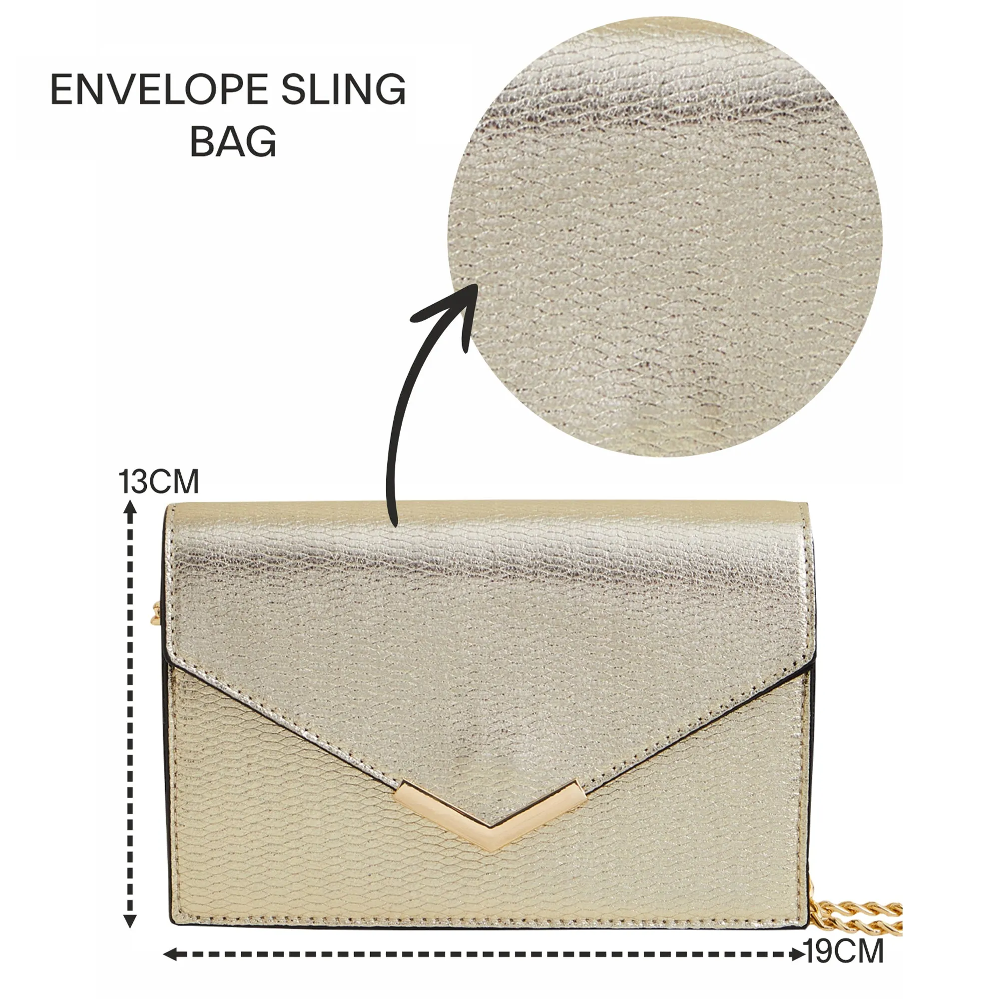 Accessorize London Women's Gold Envelope Sling Bag