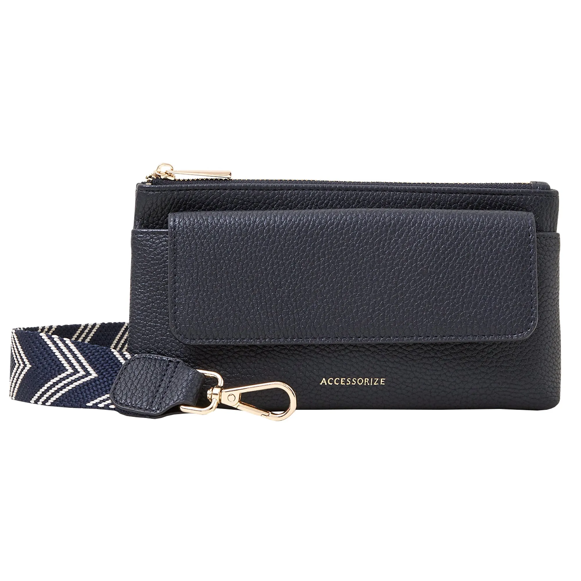 Accessorize London Women's Navy Blue Front Flap Phone Bag