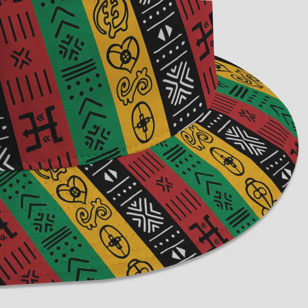 African Symbols In Pan-African Colors Bucket Hat