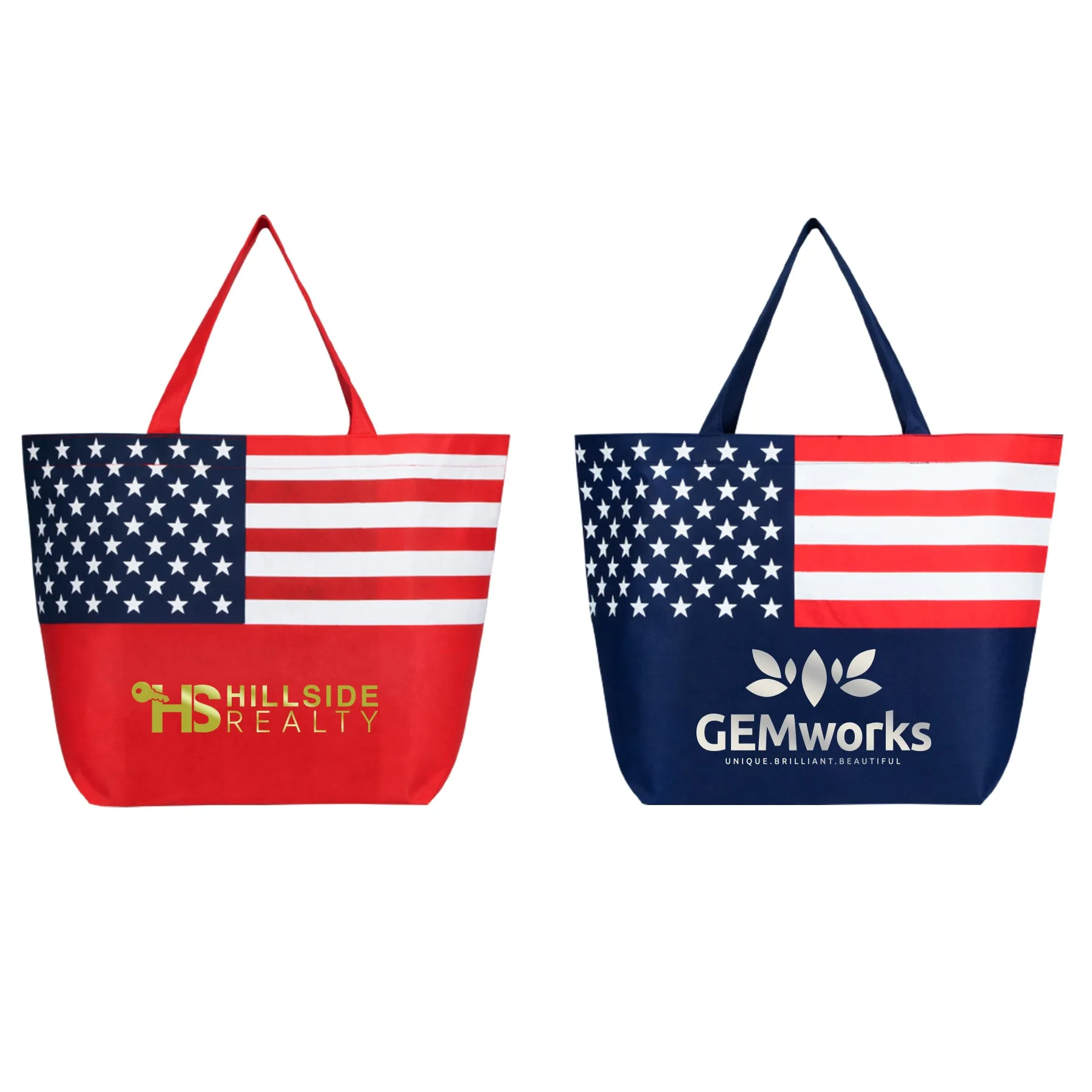 American Non Woven Tote Bag -  Metallic Gold Personalized Logo - FREE SHIPPING