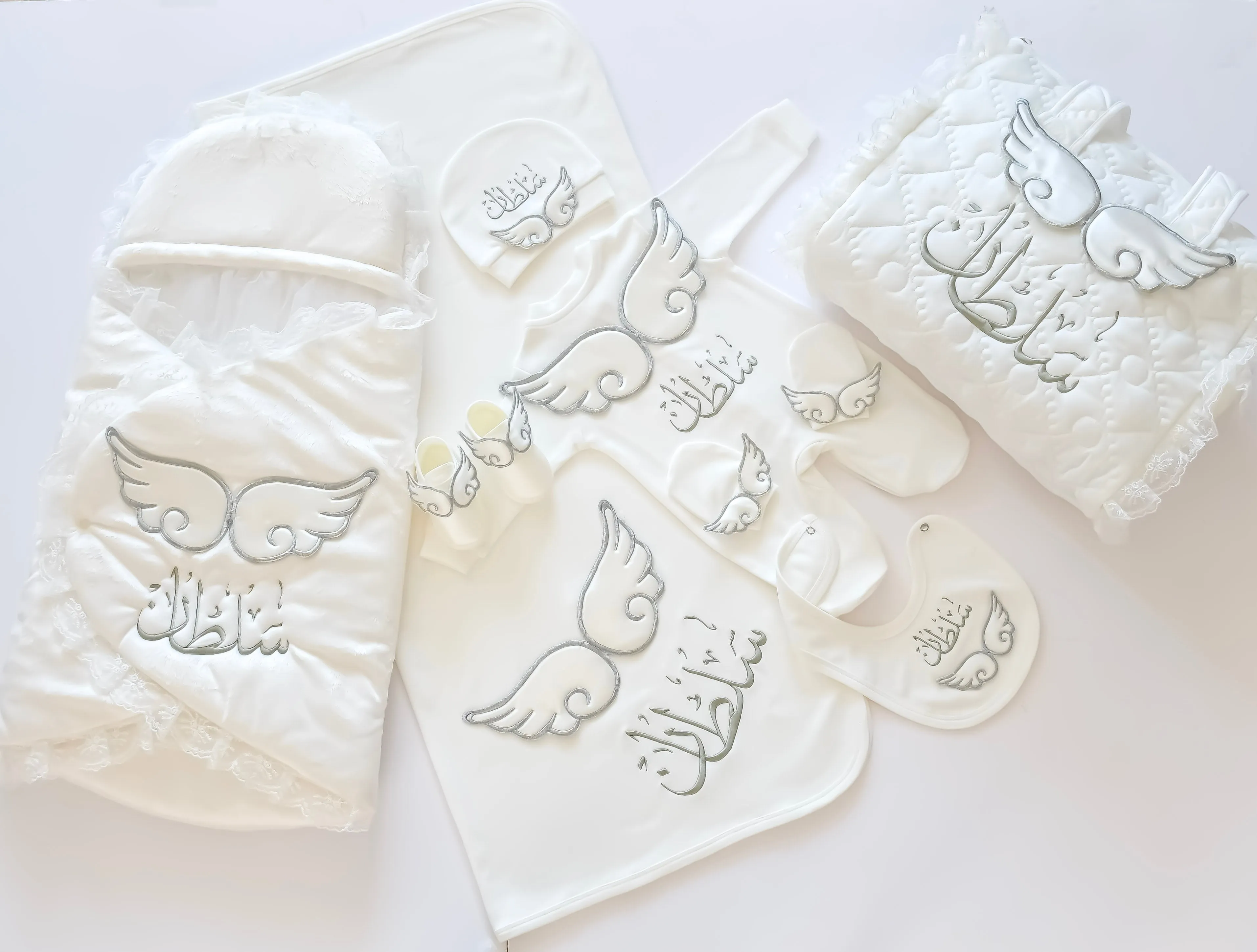 Baby Angel Embroidered Set with Baby Name