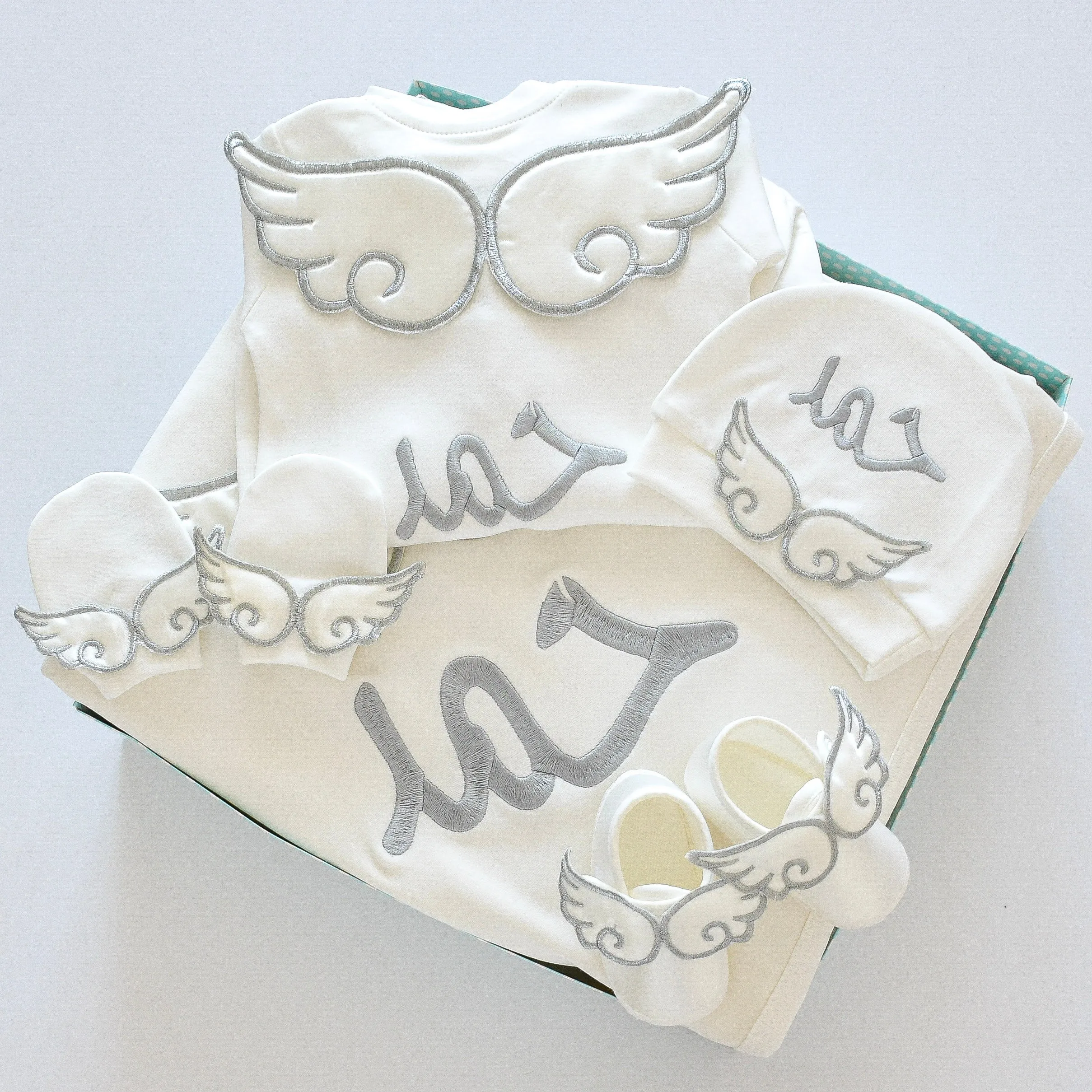 Baby Angel Embroidered Set with Baby Name