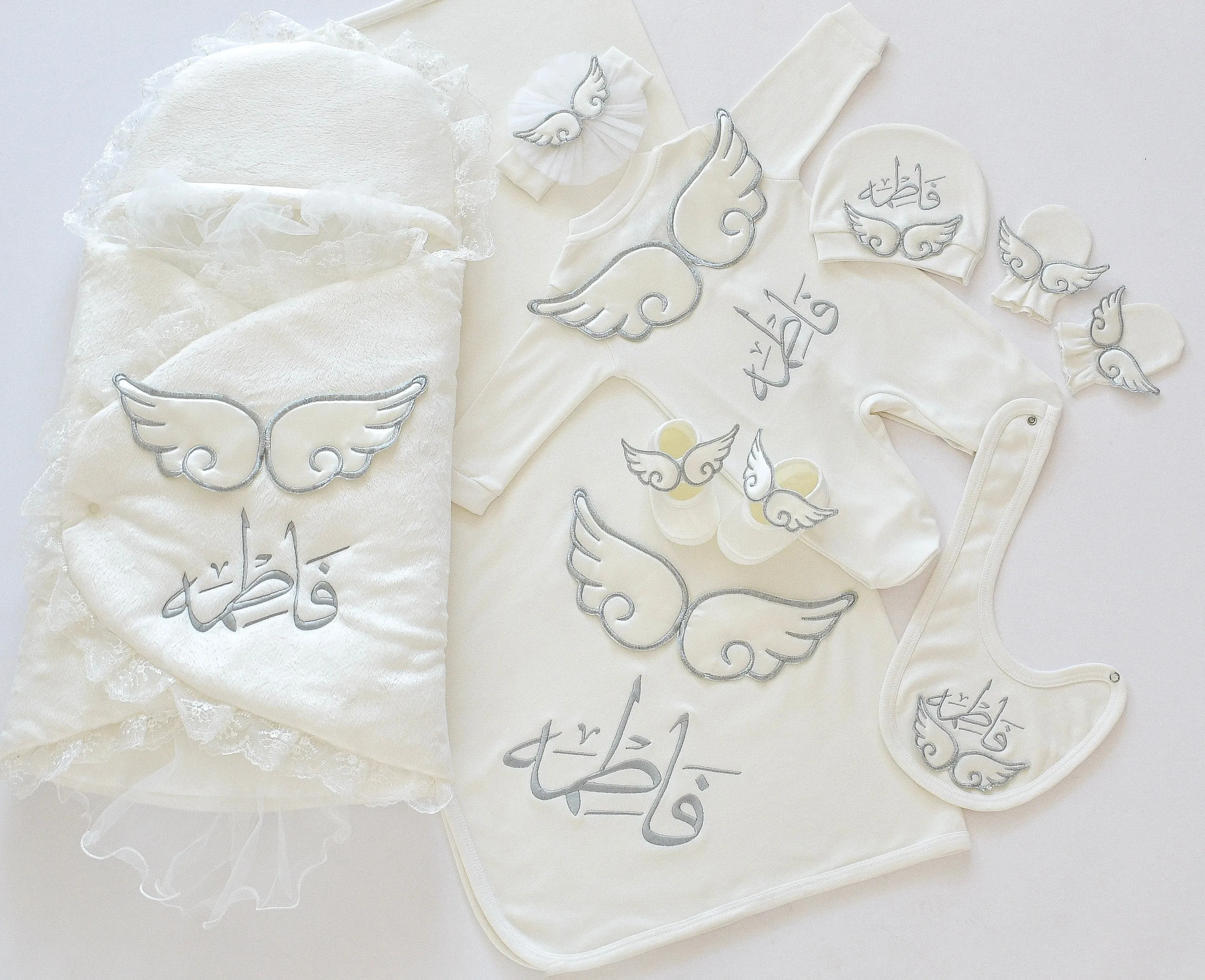 Baby Angel Embroidered Set with Baby Name