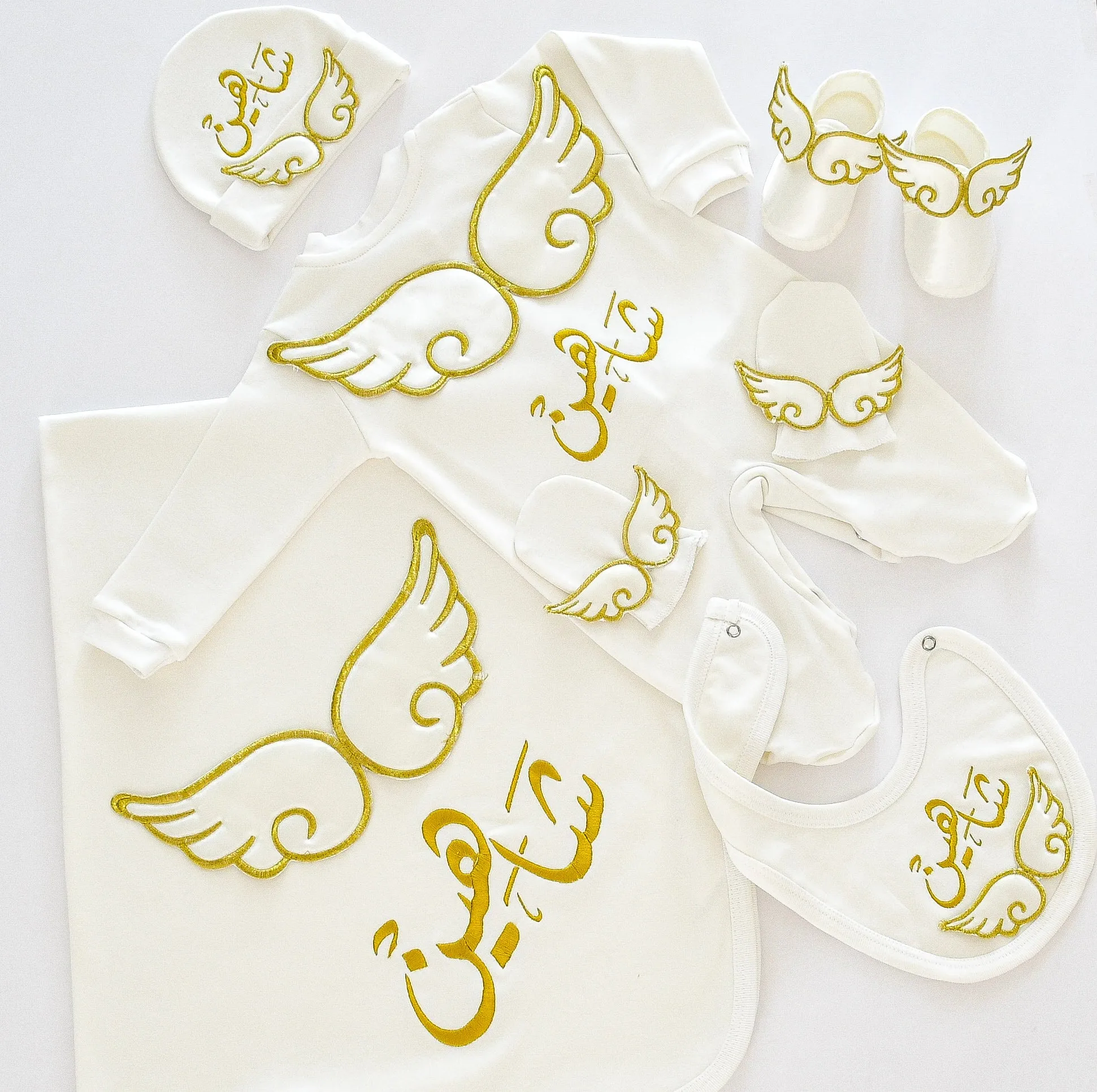 Baby Angel Embroidered Set with Baby Name