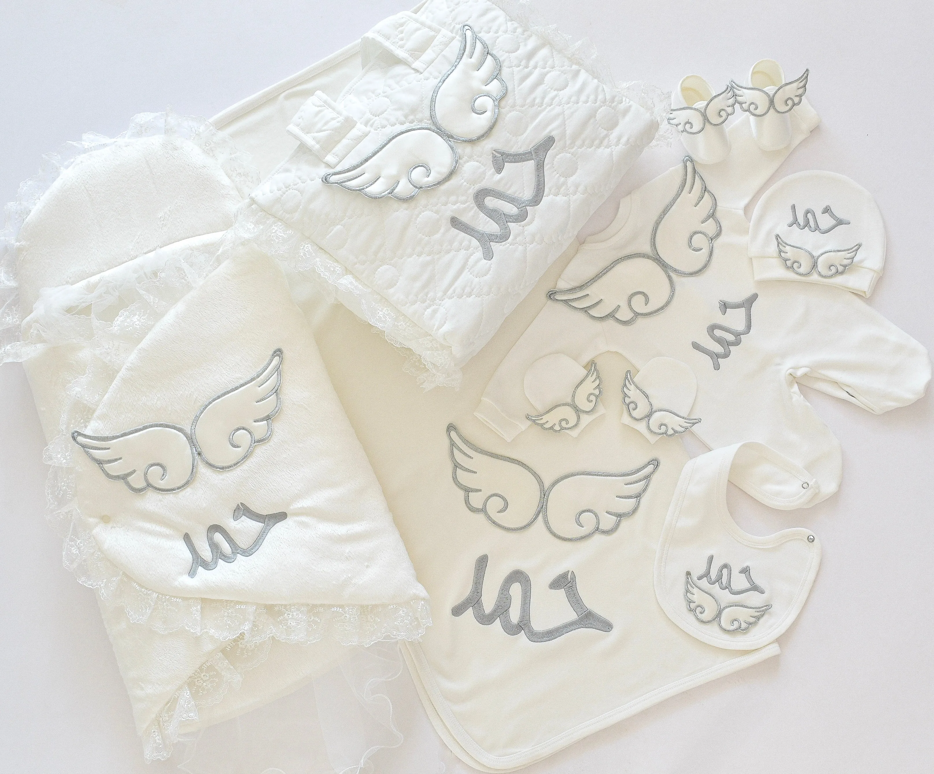 Baby Angel Embroidered Set with Baby Name