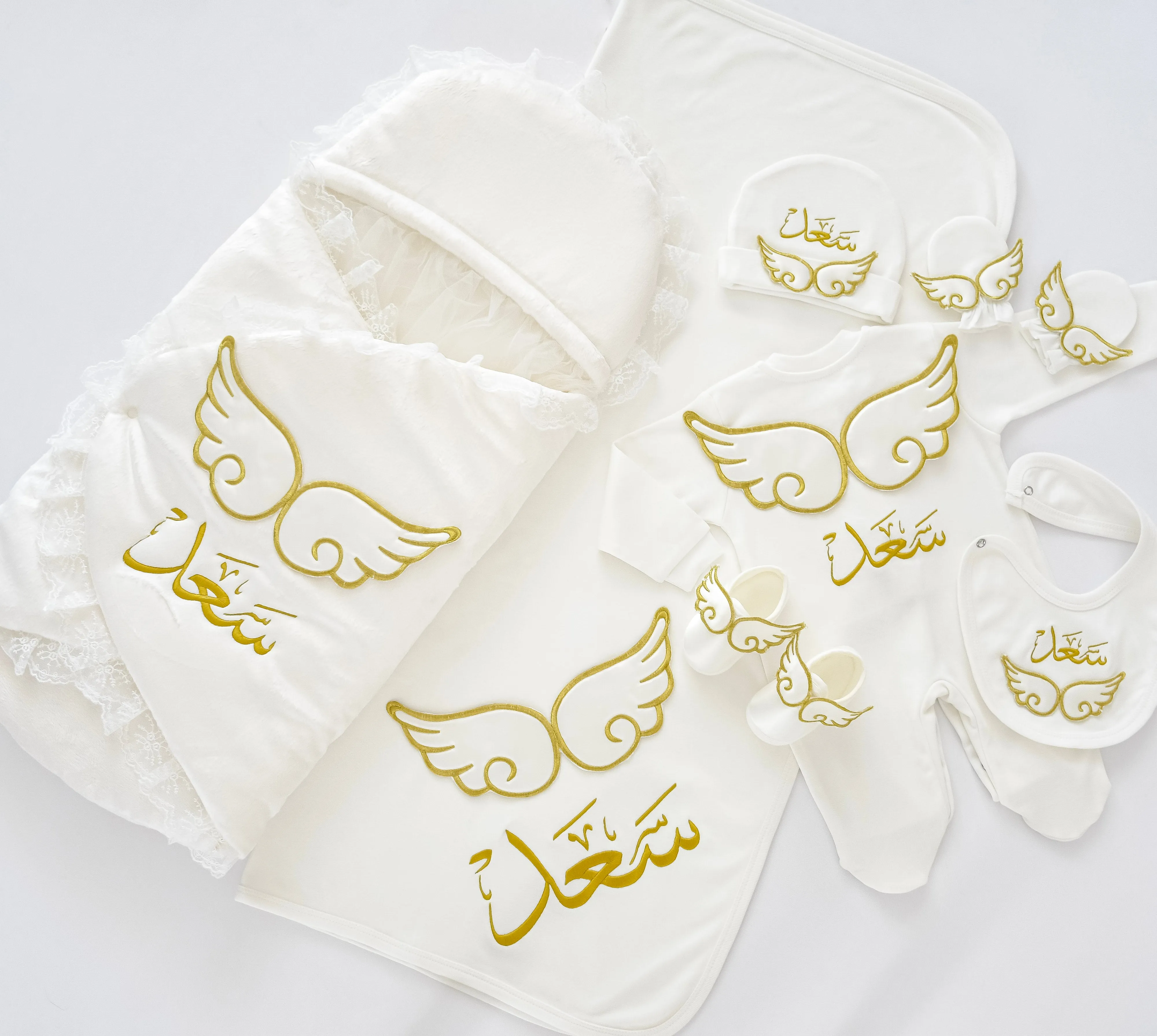 Baby Angel Embroidered Set with Baby Name