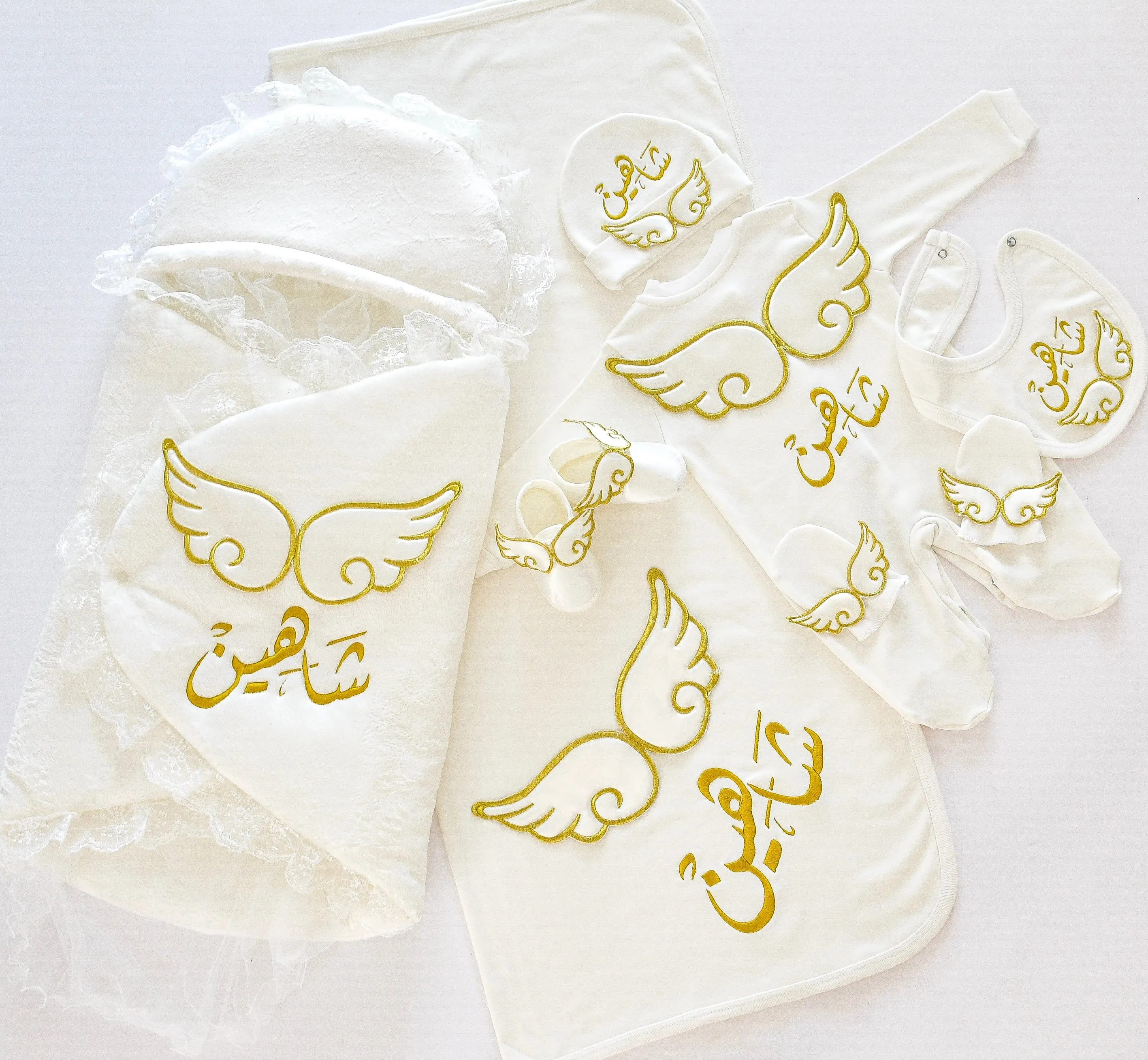 Baby Angel Embroidered Set with Baby Name