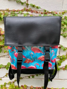 Backpack/ Shoulder Bag - Flamingos