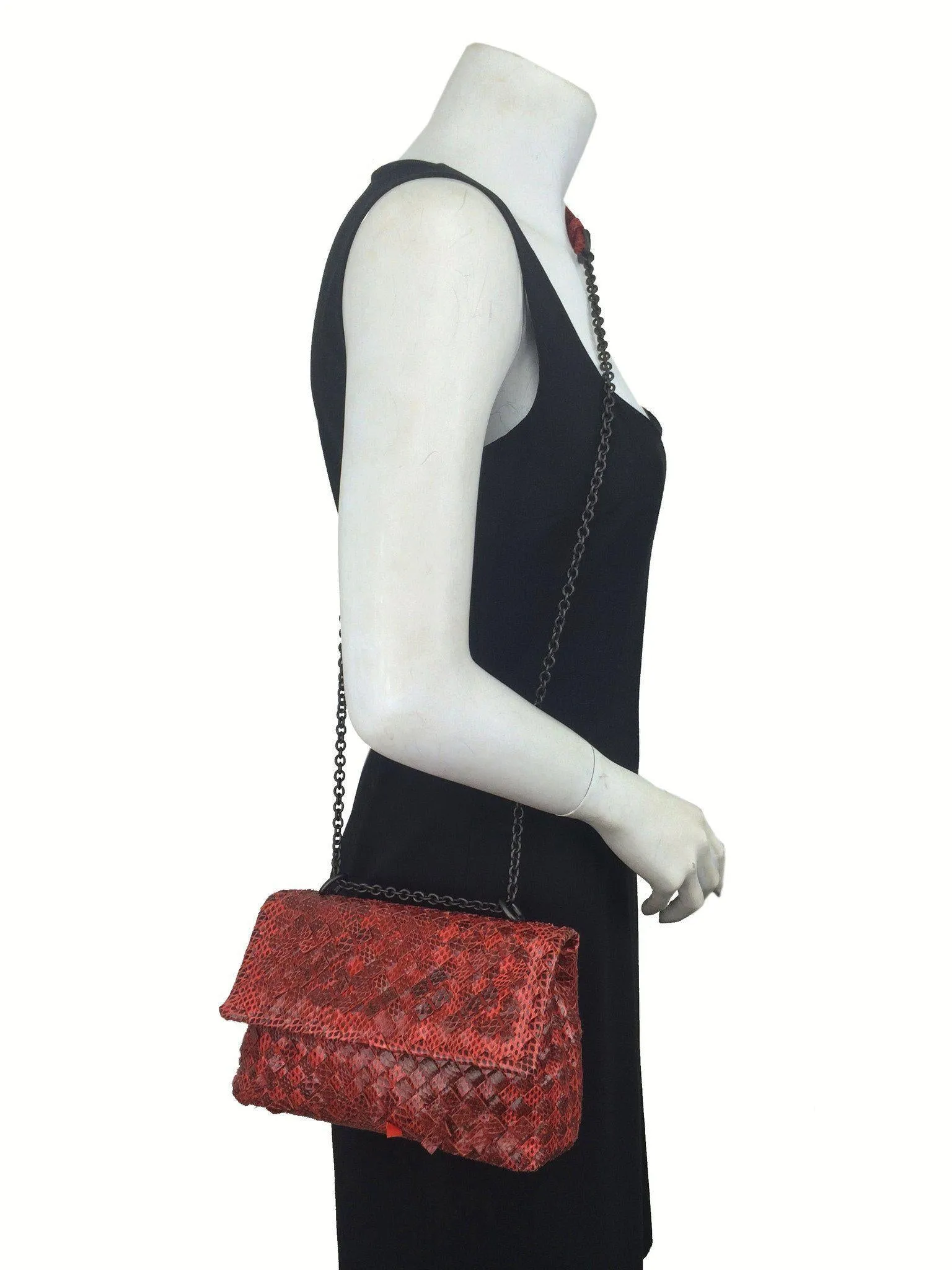 Bottega Veneta Baby Olimpia Intrecciato Watersnake Shoulder Bag NEW