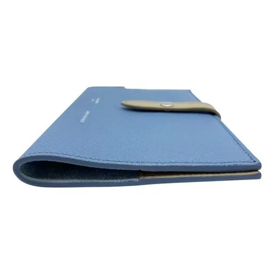 Celine Céline Blue Grained Calfskin Strap Passport Cover Wallet