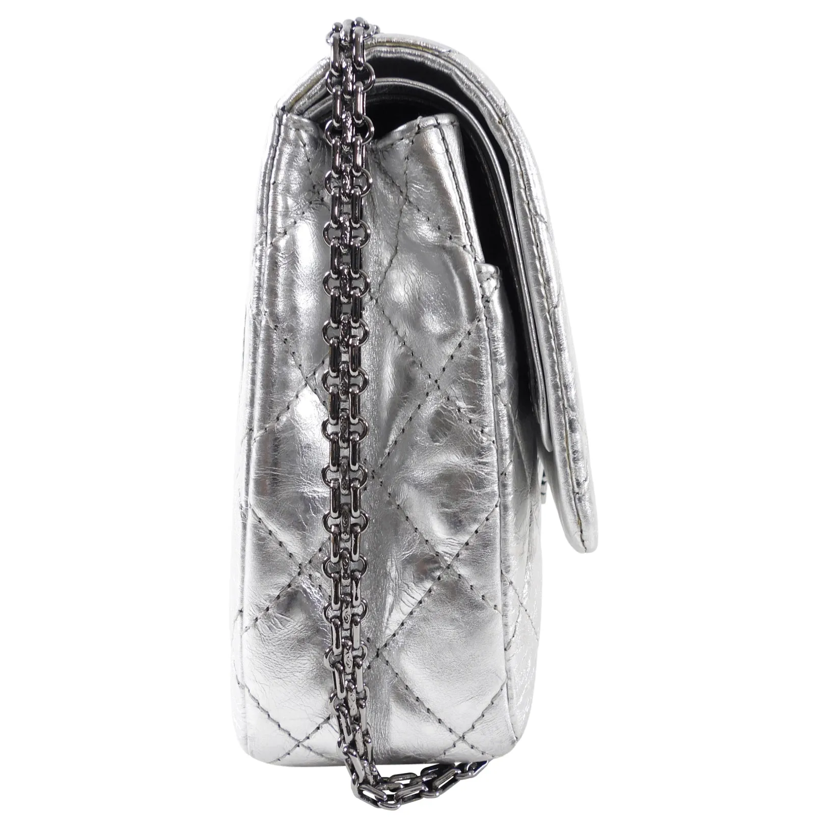 Chanel 2.55 Reissue 227 Jumbo Silver Aged Calfskin Flap Bag