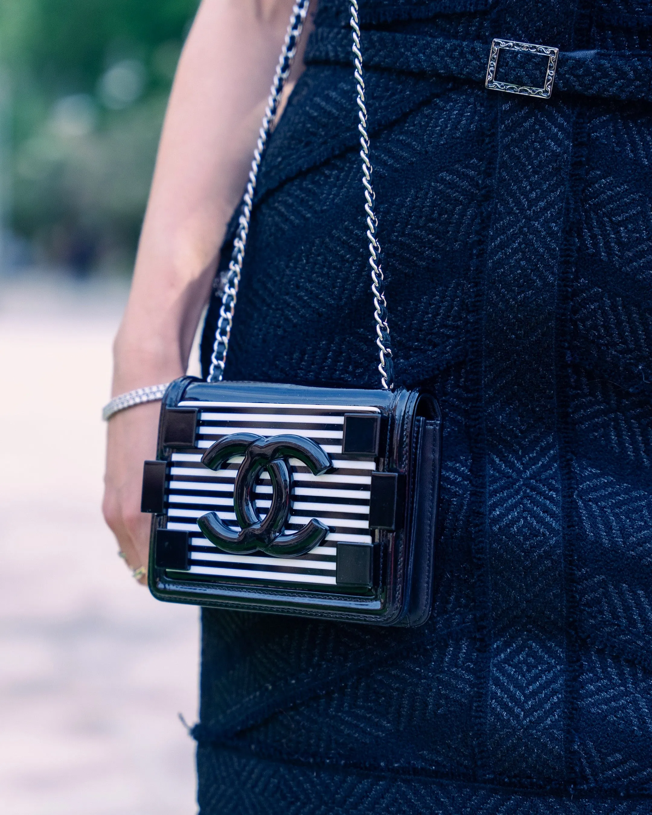 CHANEL -  Boy brick bag stripes black & white