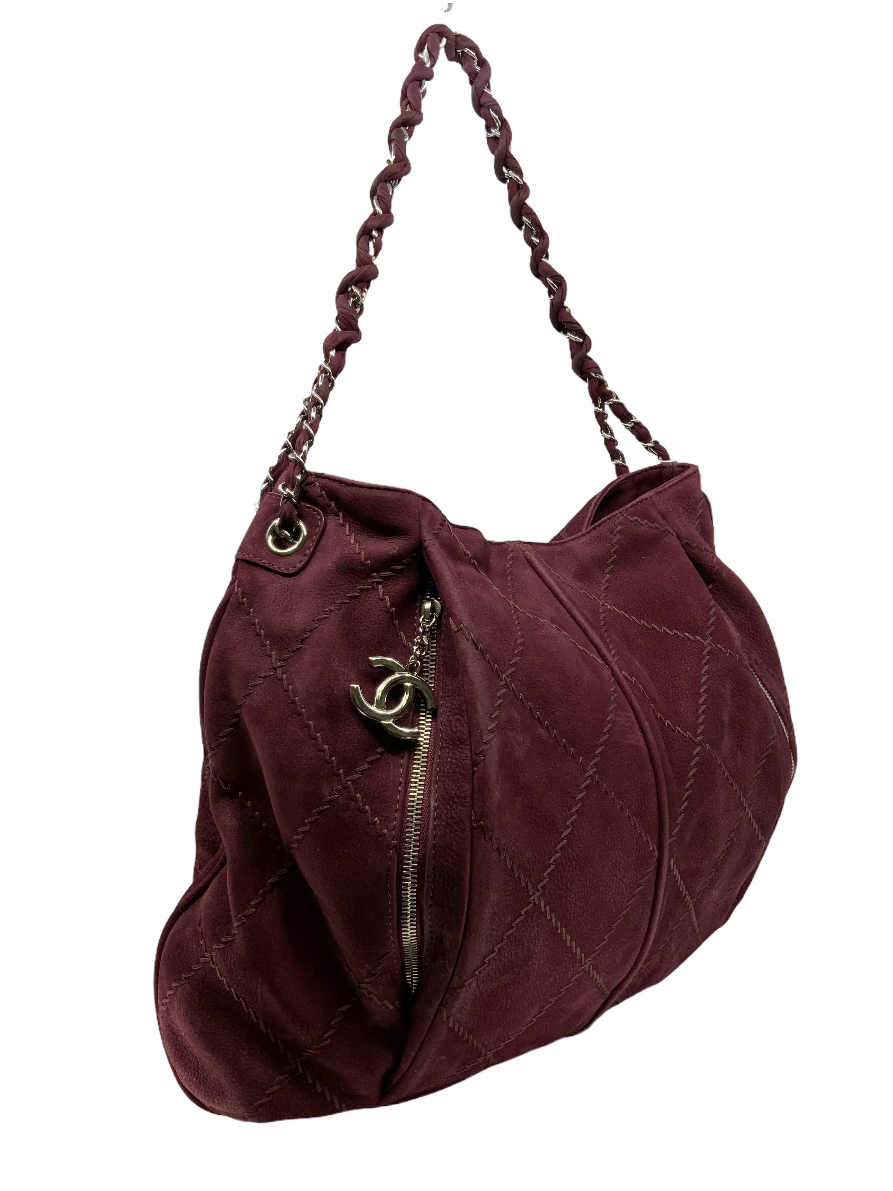 CHANEL Quilted Suede Darjeeling Hobo