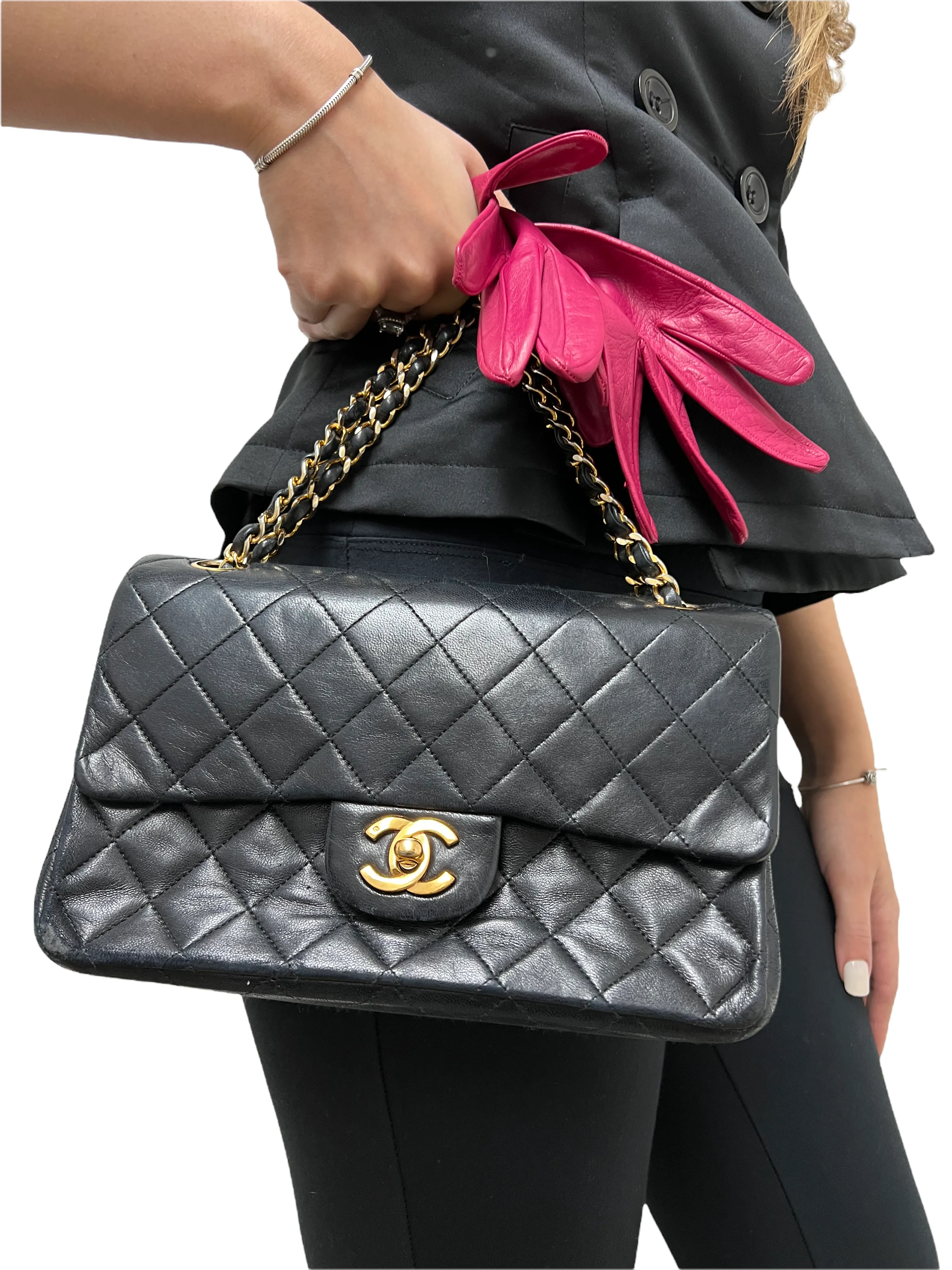 Chanel Vintage Quilted Lambskin Small Classic Double Flap Bag