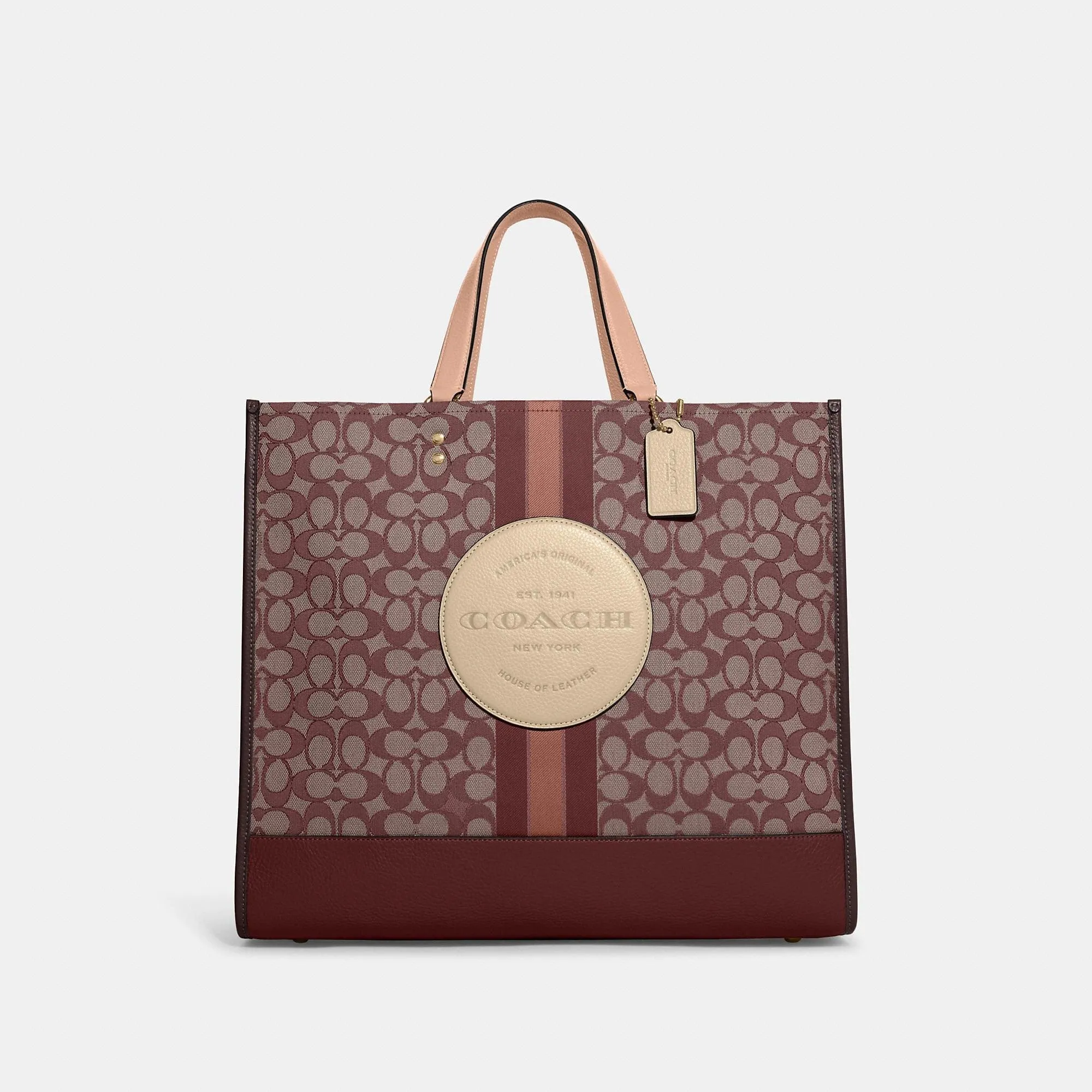 Coach Outlet Dempsey Tote 40 In Signature Jacquard With Stripe And Coach Patch