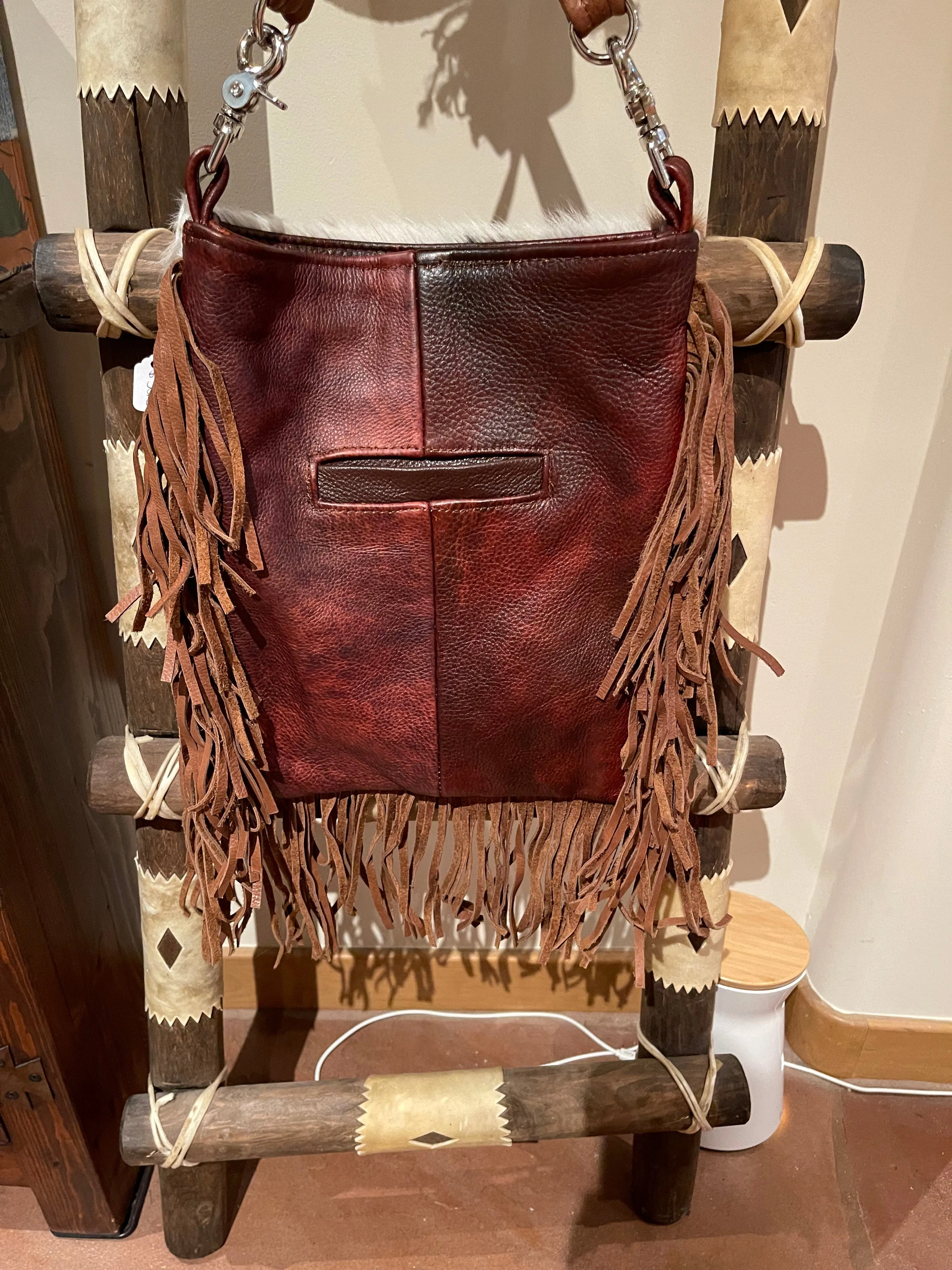 Cowhide fringe crossbody bag