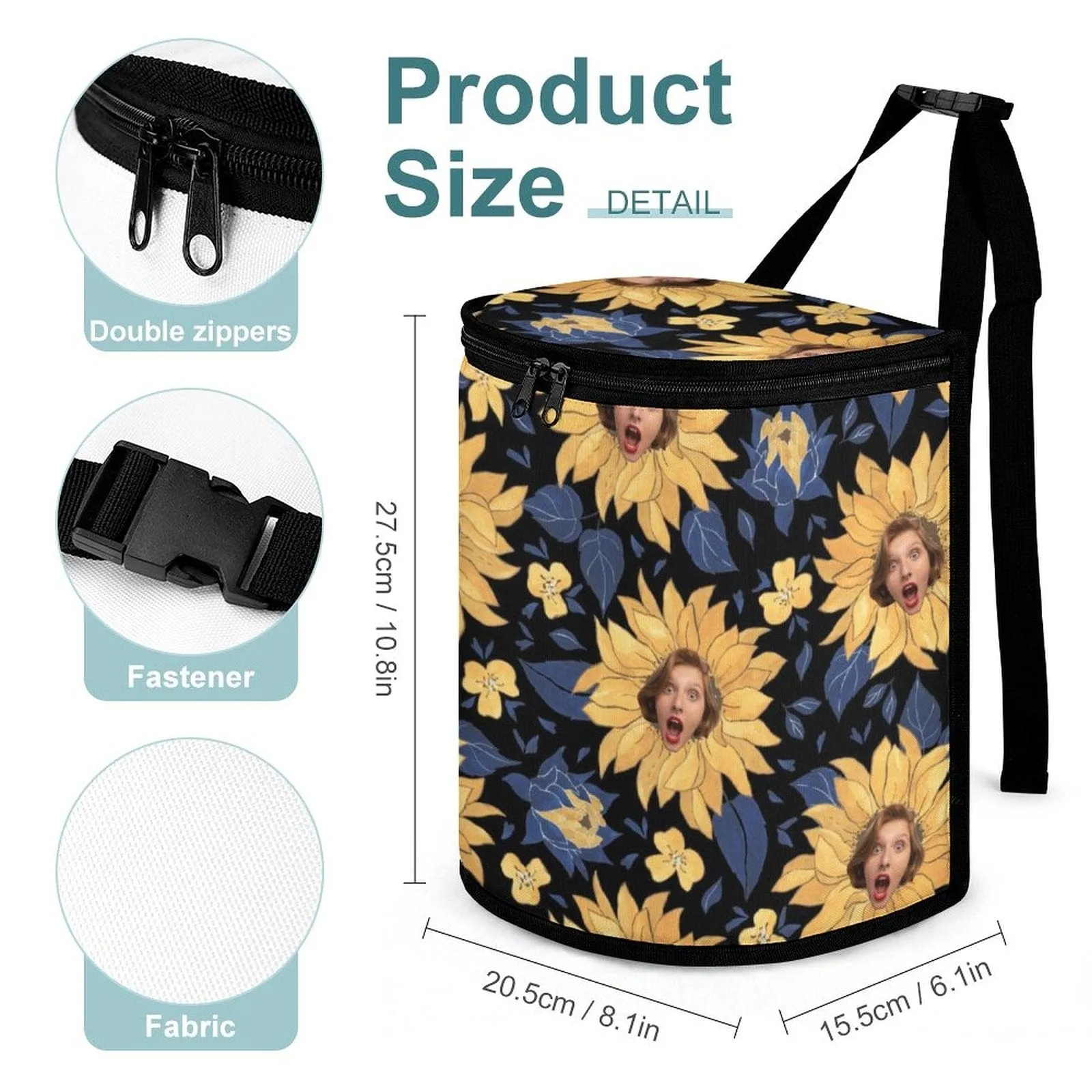 Custom Face Sunflowers Car Garbage Bag Personalized Car Storage Bag