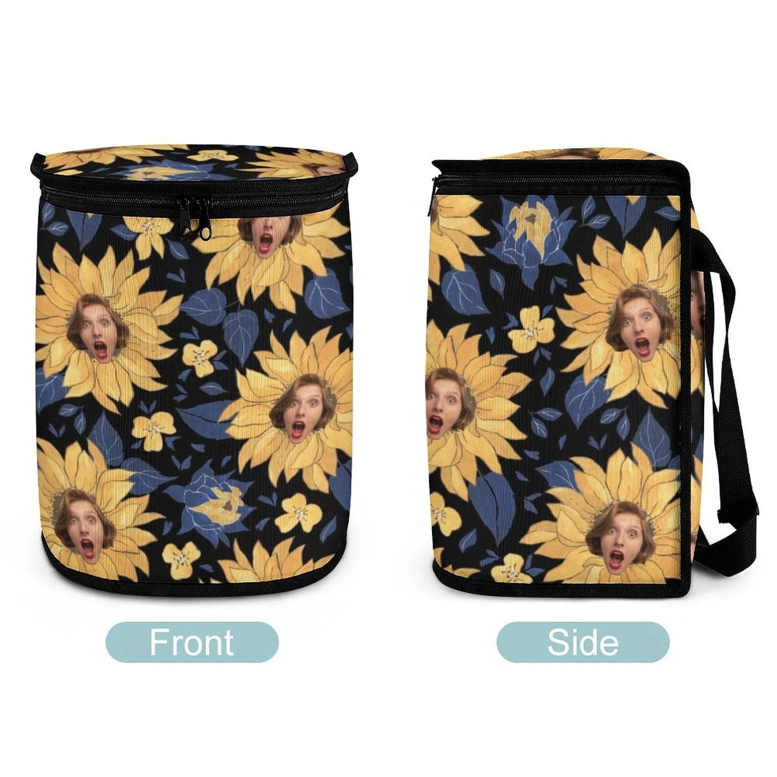 Custom Face Sunflowers Car Garbage Bag Personalized Car Storage Bag