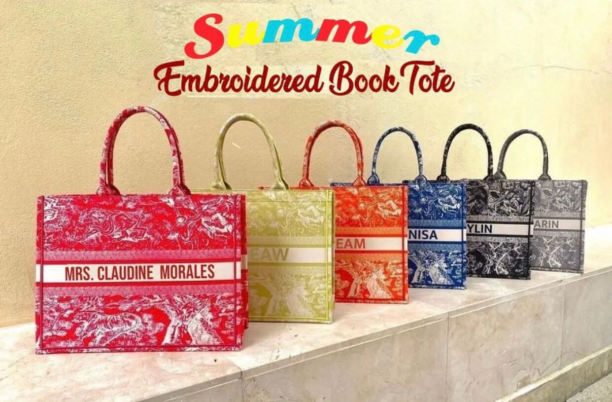 Embroidered Book Tote