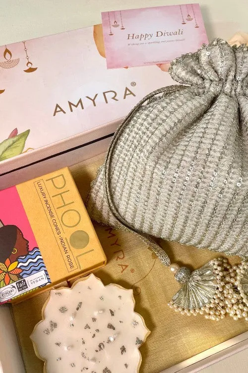 Gift hamper - Tara champagne potli - Aroma & Urli box