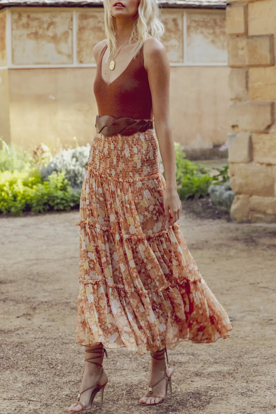 Golden Hour Maxi Floral Skirt