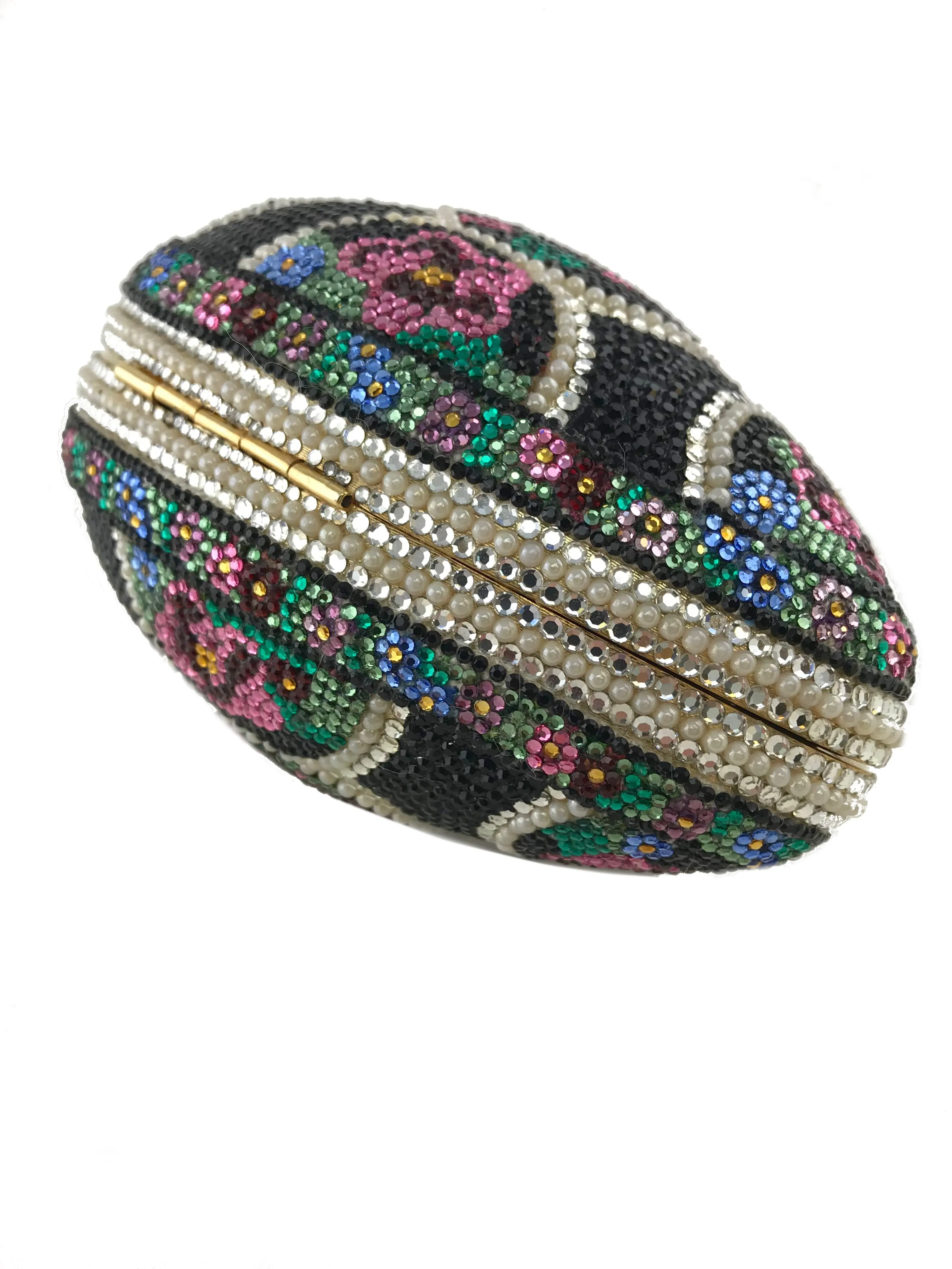 Judith Leiber Pearl Egg Swarovski Crystal Minaudiere Evening Bag