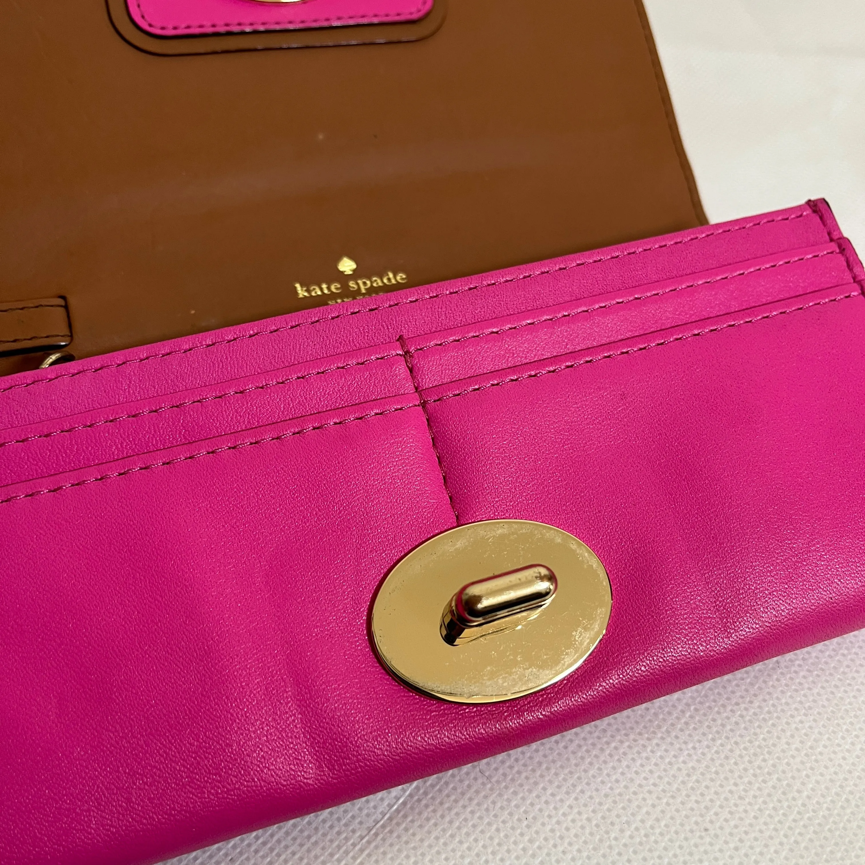 Kate Spade Pink Leather Envelope Wristlet Wallet | Pre Loved |