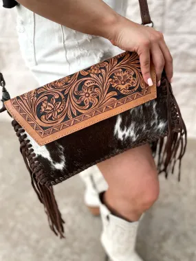 Kendra Tooled Hide Crossbody