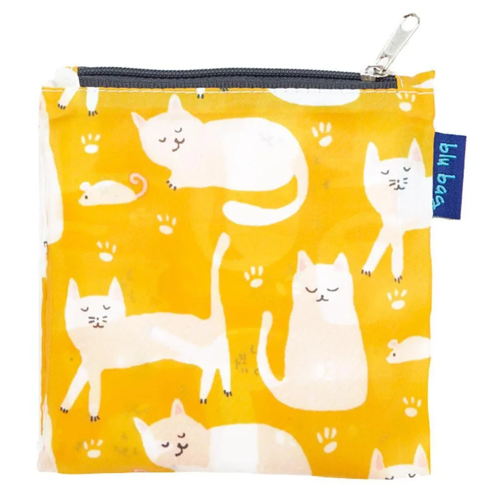 Kitty Cats Yellow Blu Bag Reusable Shopping Bag - Machine Washable