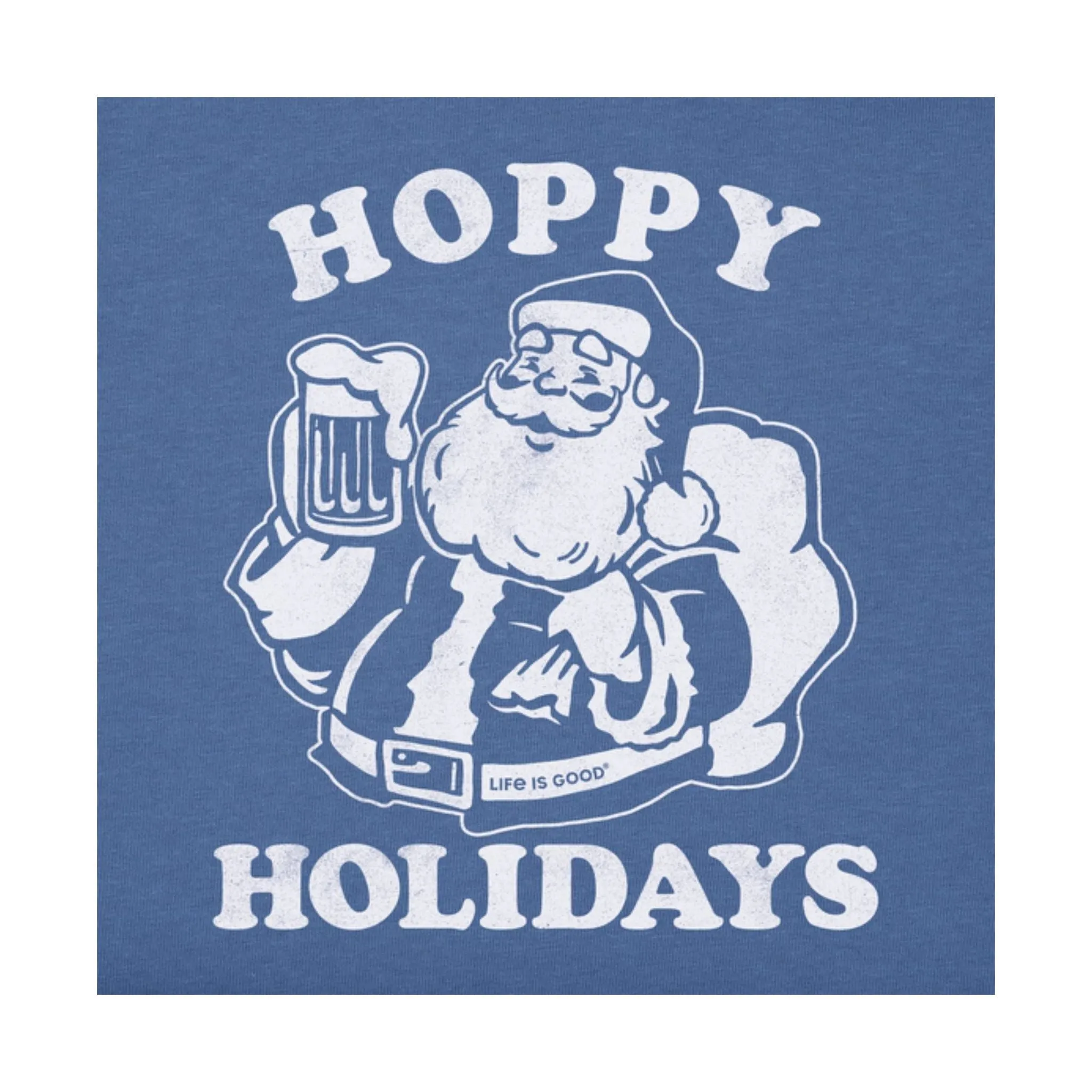 Life Is Good Hoppy Holidays Long Sleeve Crusher Tee - Vintage Blue