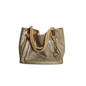 Michael Kors Gold Canvas and Tan Leather Isla Tote Bag | Pre Loved |