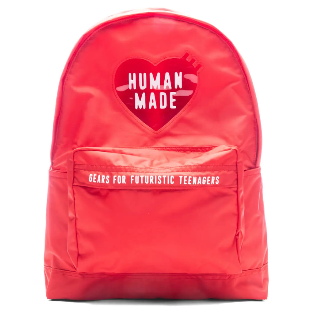 Nylon Heart Backpack - Red