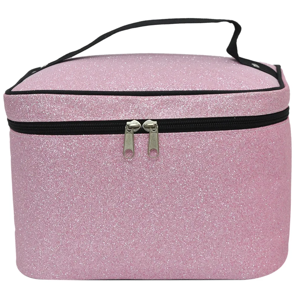 Pink Glitter NGIL Large Top Handle Cosmetic Case