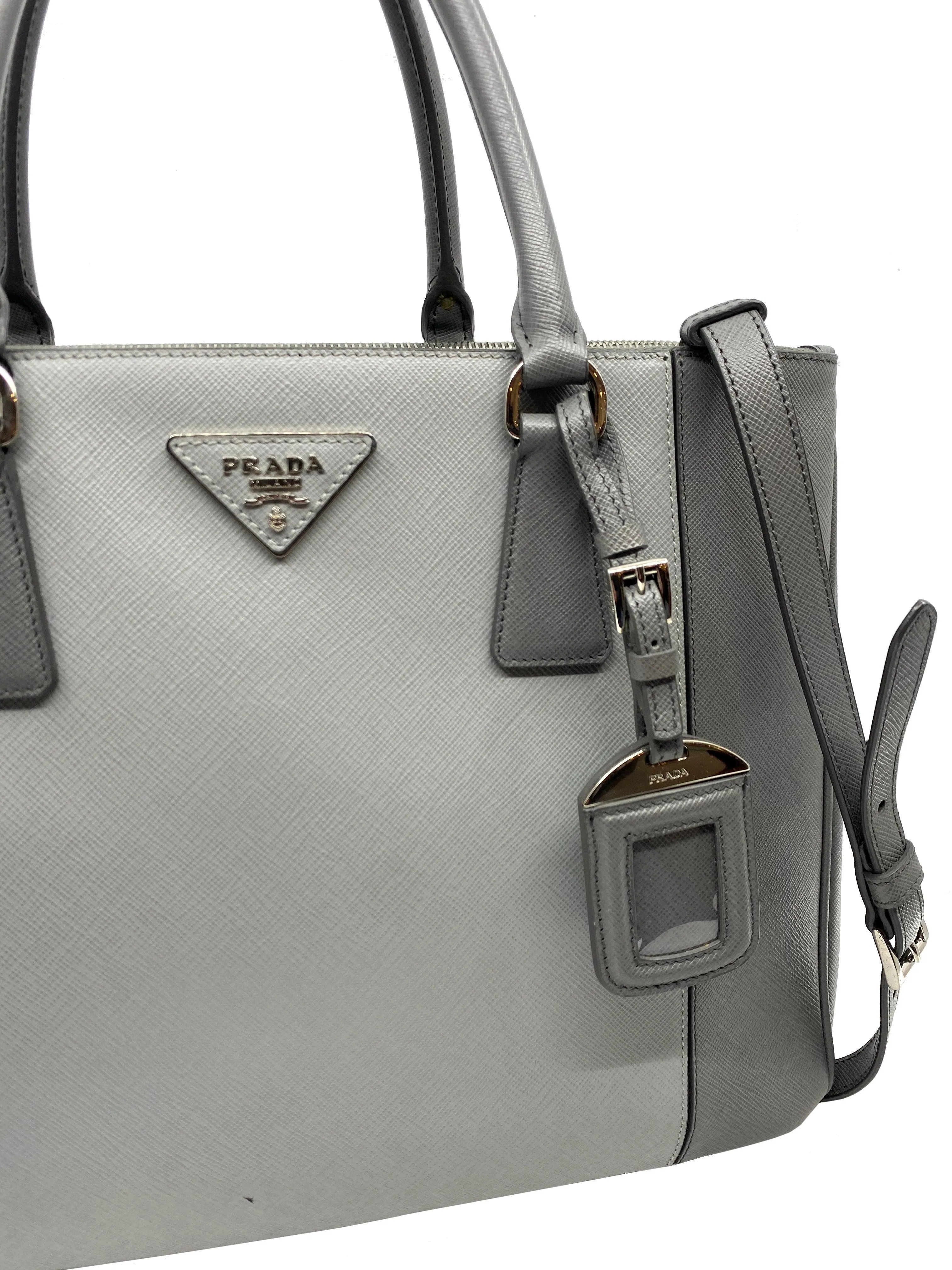 Prada Saffiano Bicolor Double Zip Tote Bag