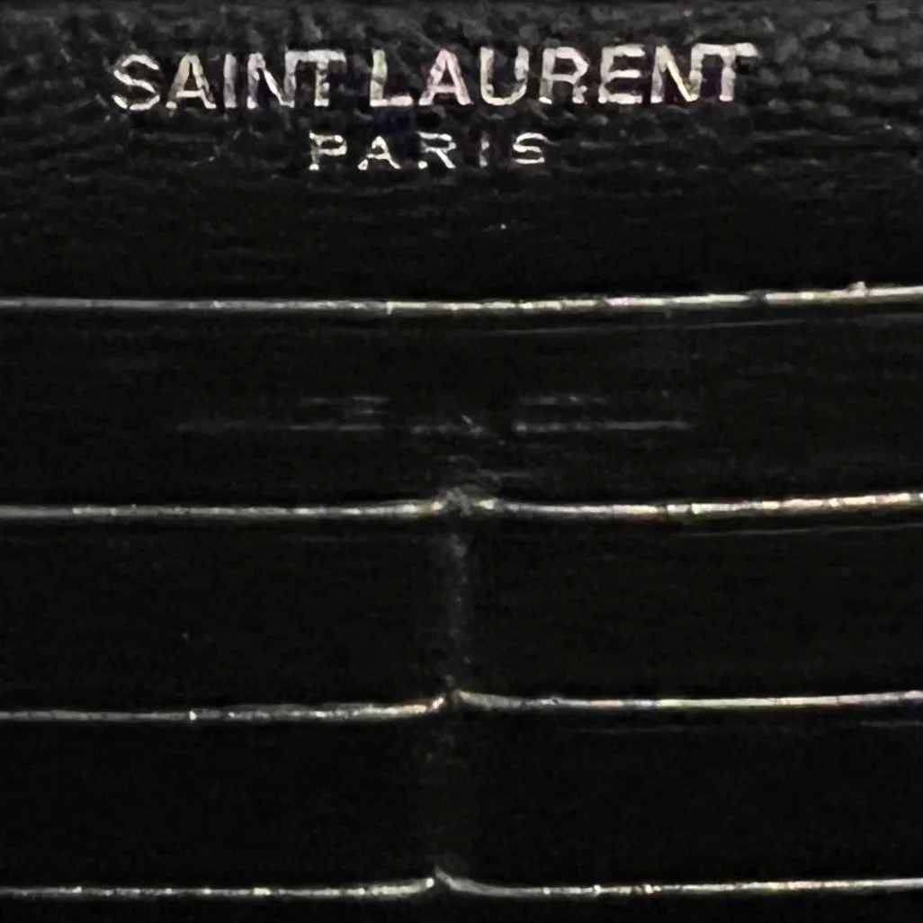 SAINT LAURENT CASSANDRE MATELASS ZIP AROUND WALLET IN GRAIN DE POUDRE EMBOSSED LEATHER