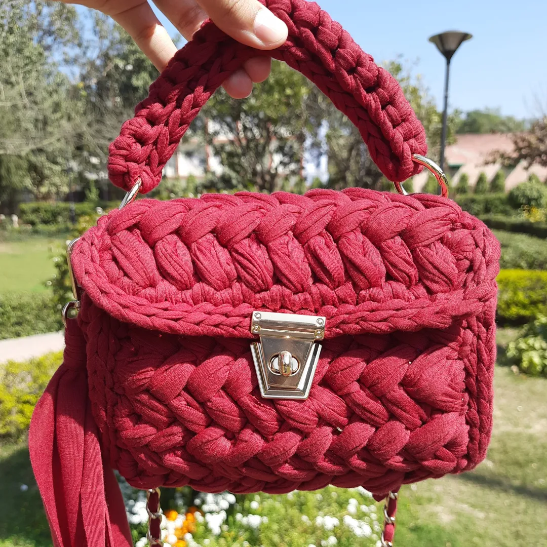 Shiroli Handmade Designer Burgundy Love Bag