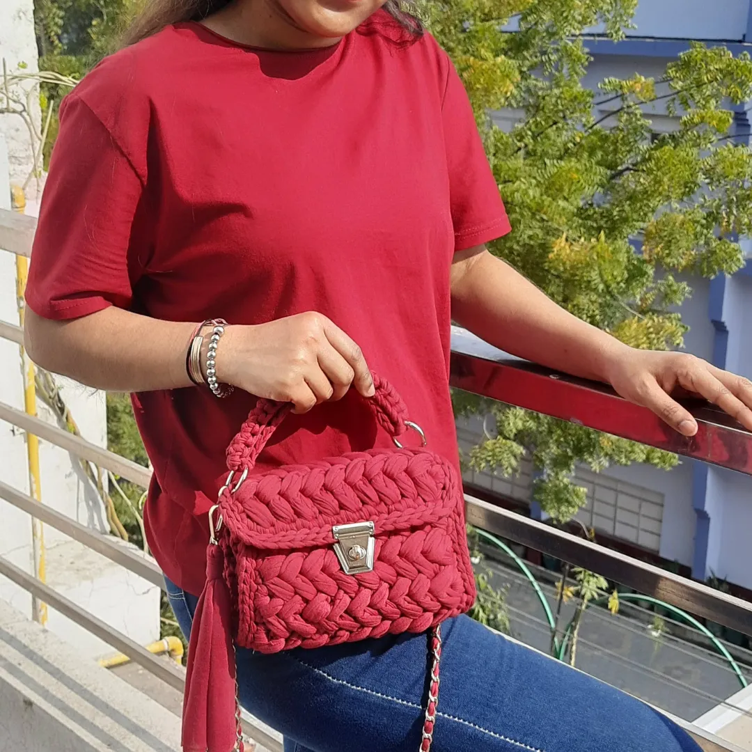 Shiroli Handmade Designer Burgundy Love Bag