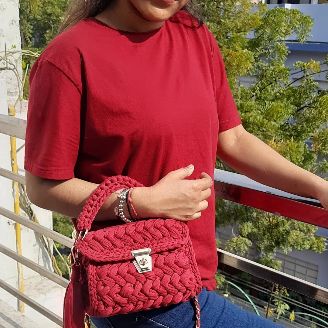 Shiroli Handmade Designer Burgundy Love Bag