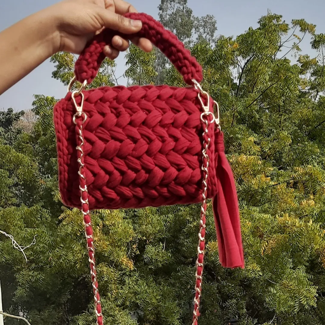 Shiroli Handmade Designer Burgundy Love Bag