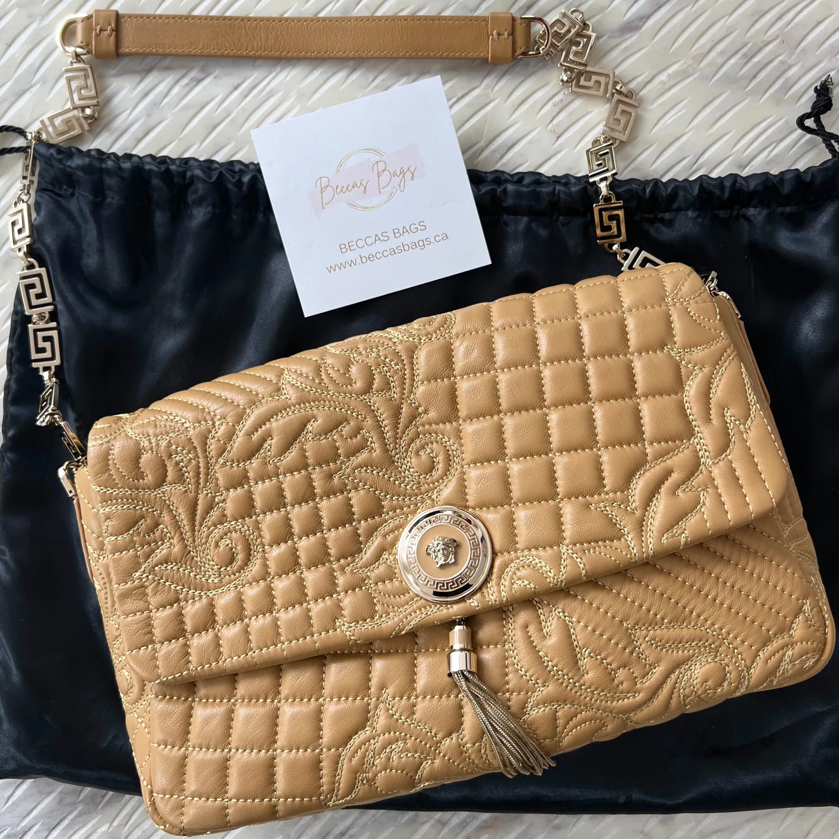 Versace Nappa Barocco Quilted Calliope Vanitas Shoulder Bag