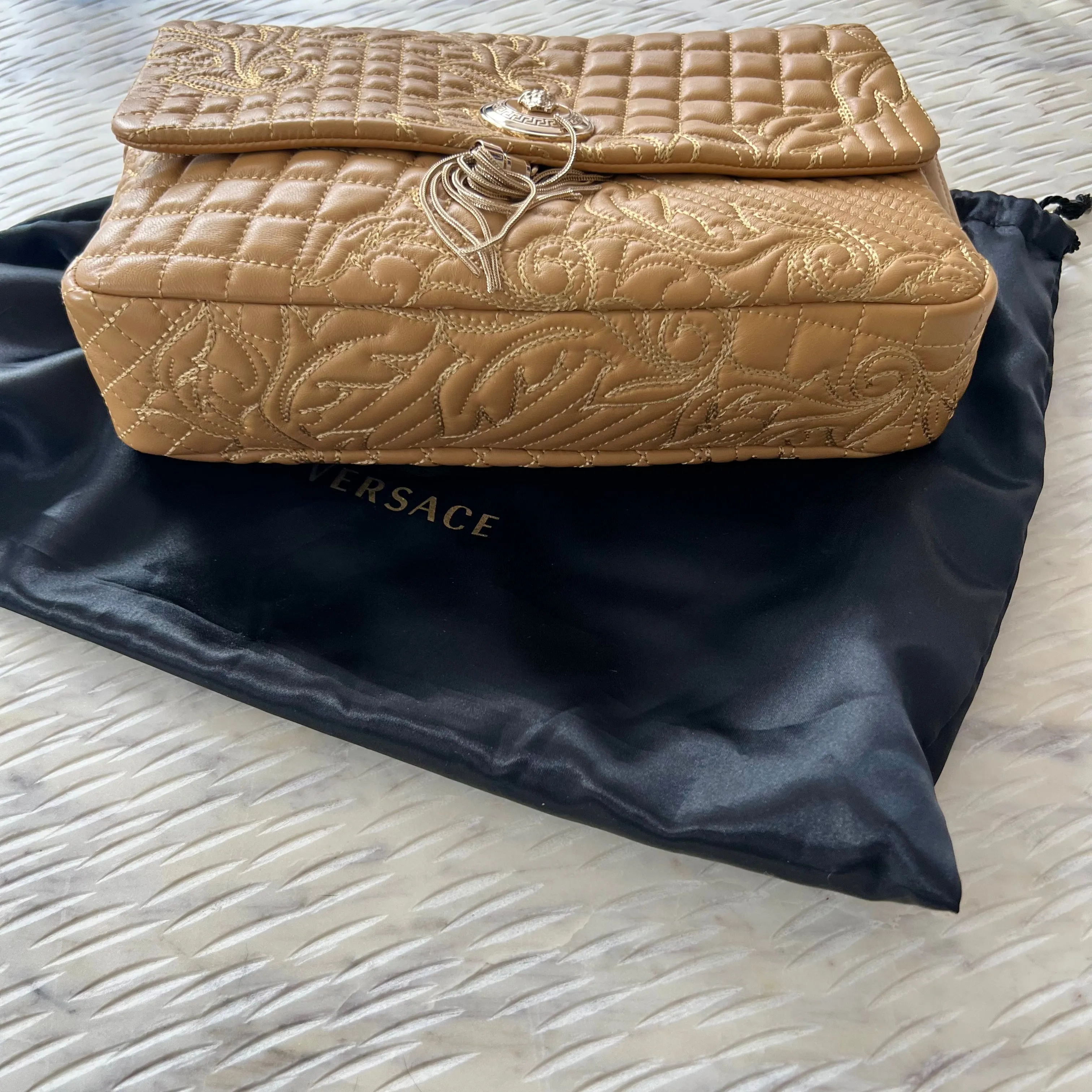 Versace Nappa Barocco Quilted Calliope Vanitas Shoulder Bag