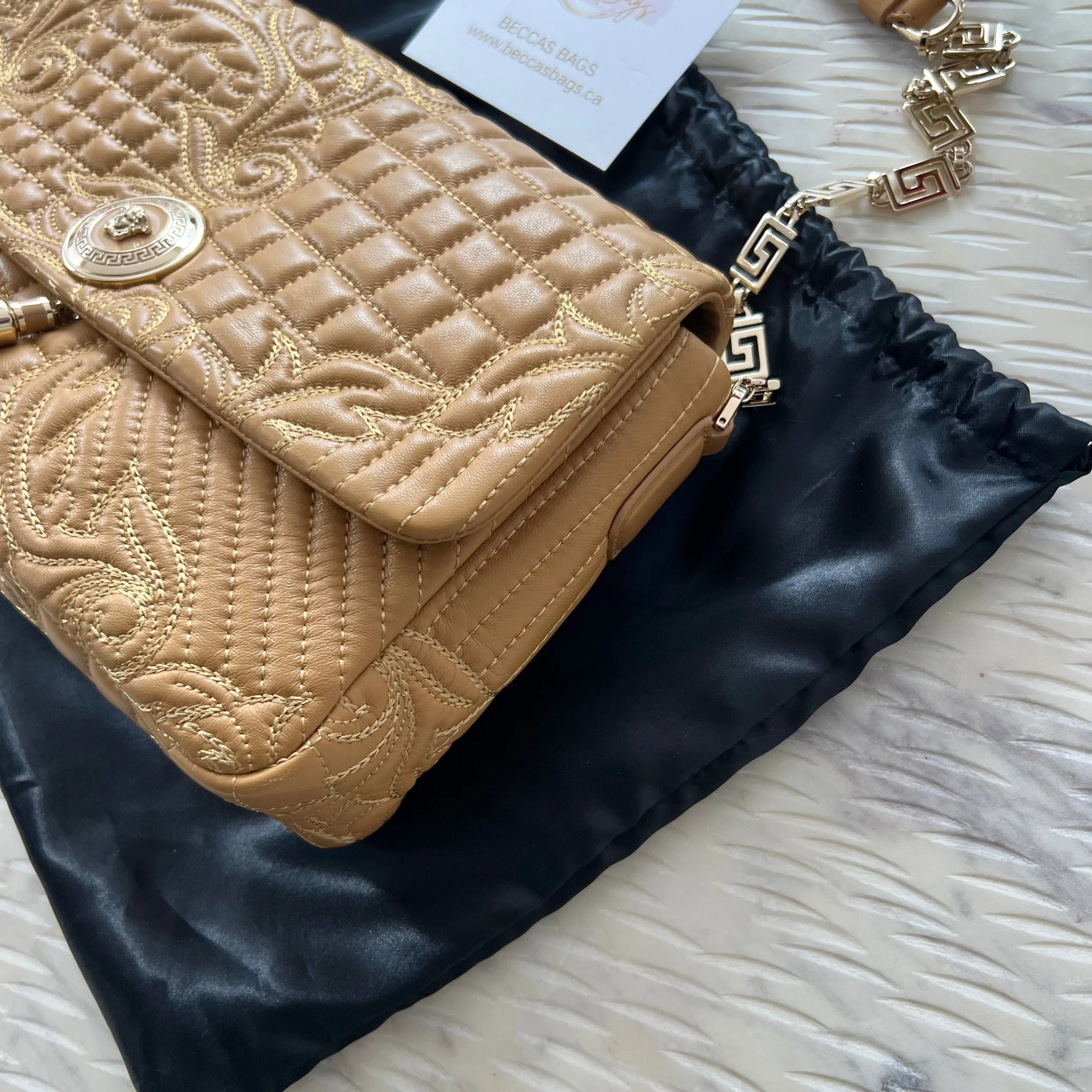 Versace Nappa Barocco Quilted Calliope Vanitas Shoulder Bag