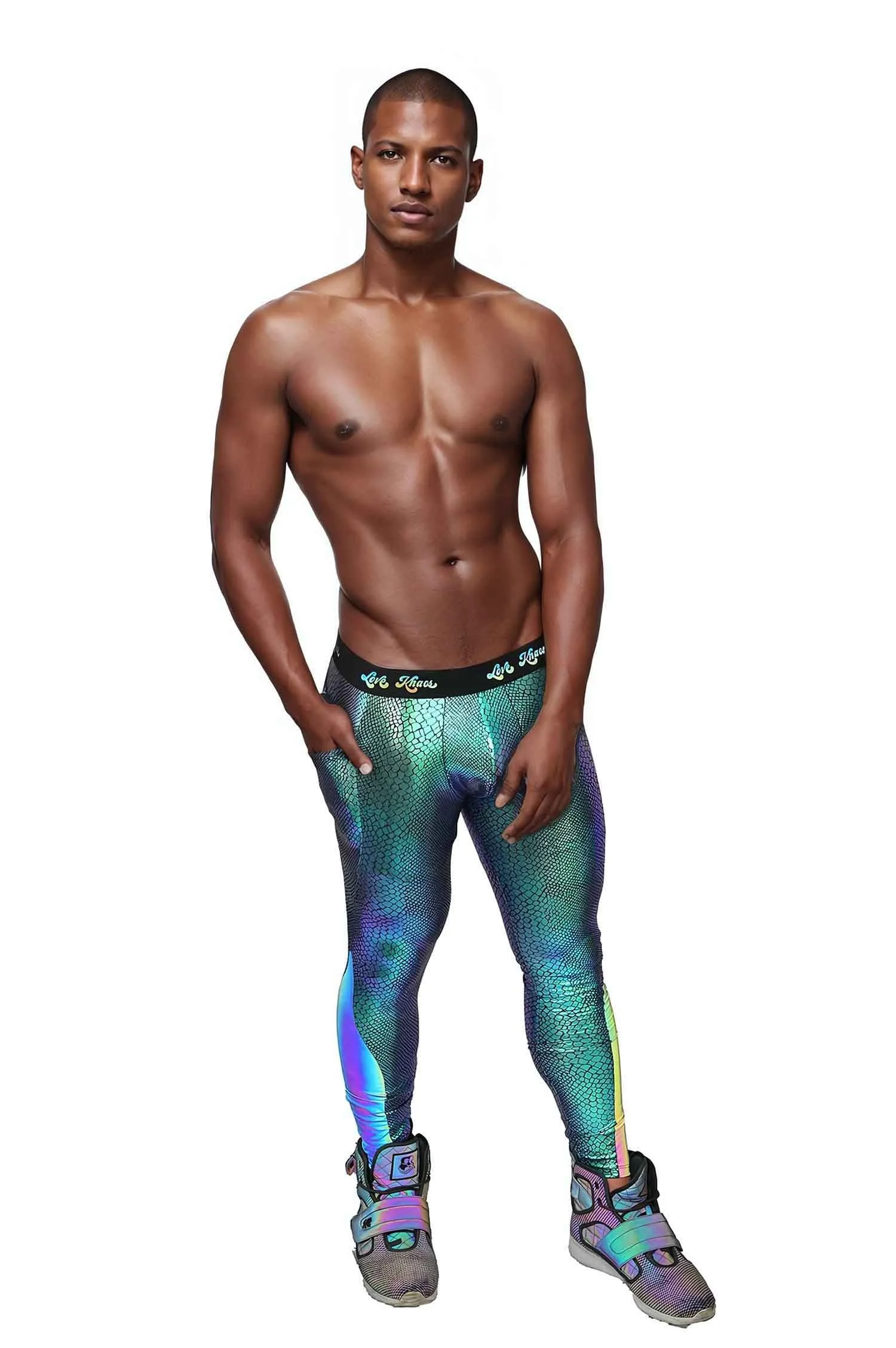 Sure! Heres an optimized title for the product:

Vibrant Viper Green Athletic Performance Meggings for Men