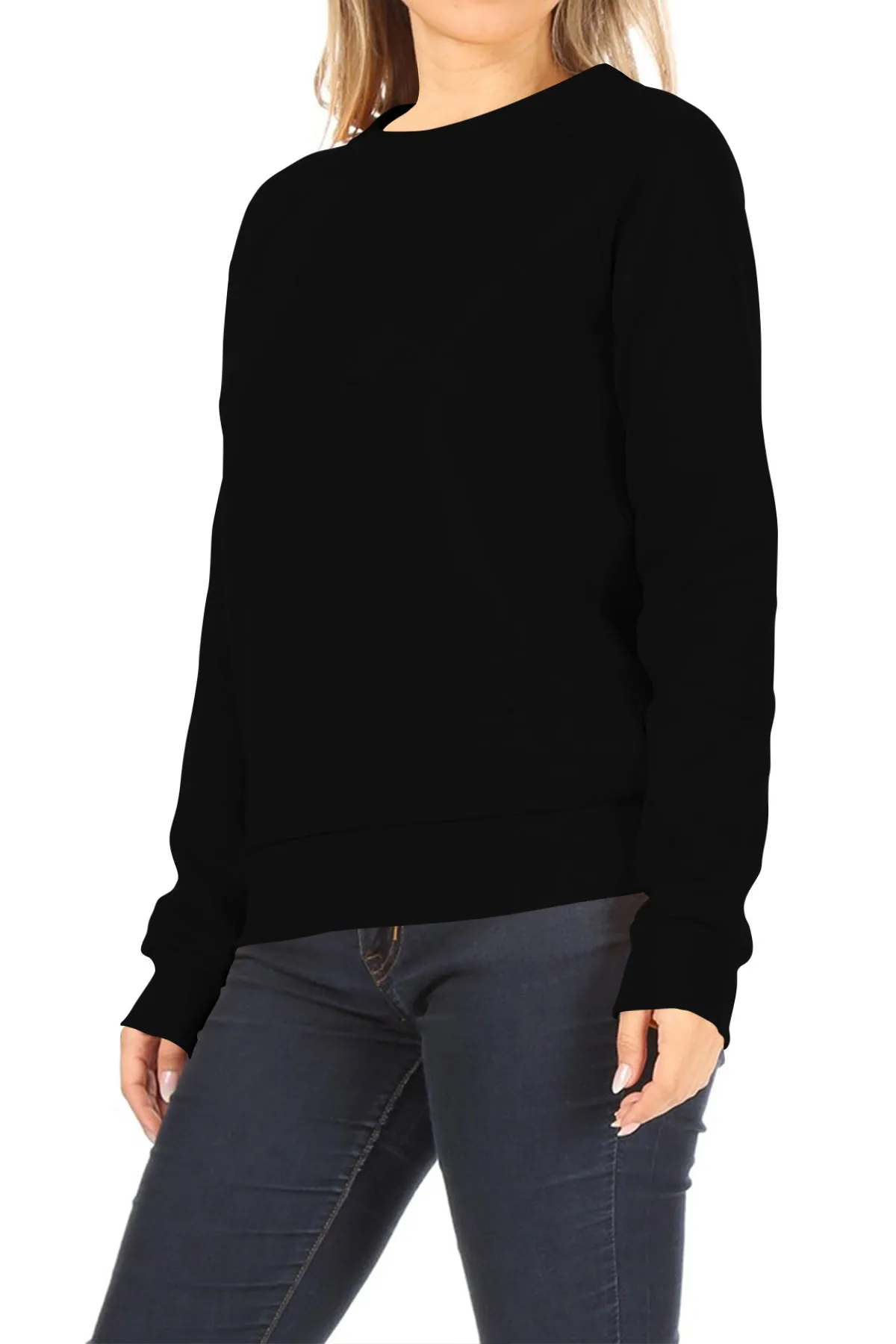 Women's Casual Pullover Fleece Long Sleeve Basic Crew Neck Solid Sweatshirt