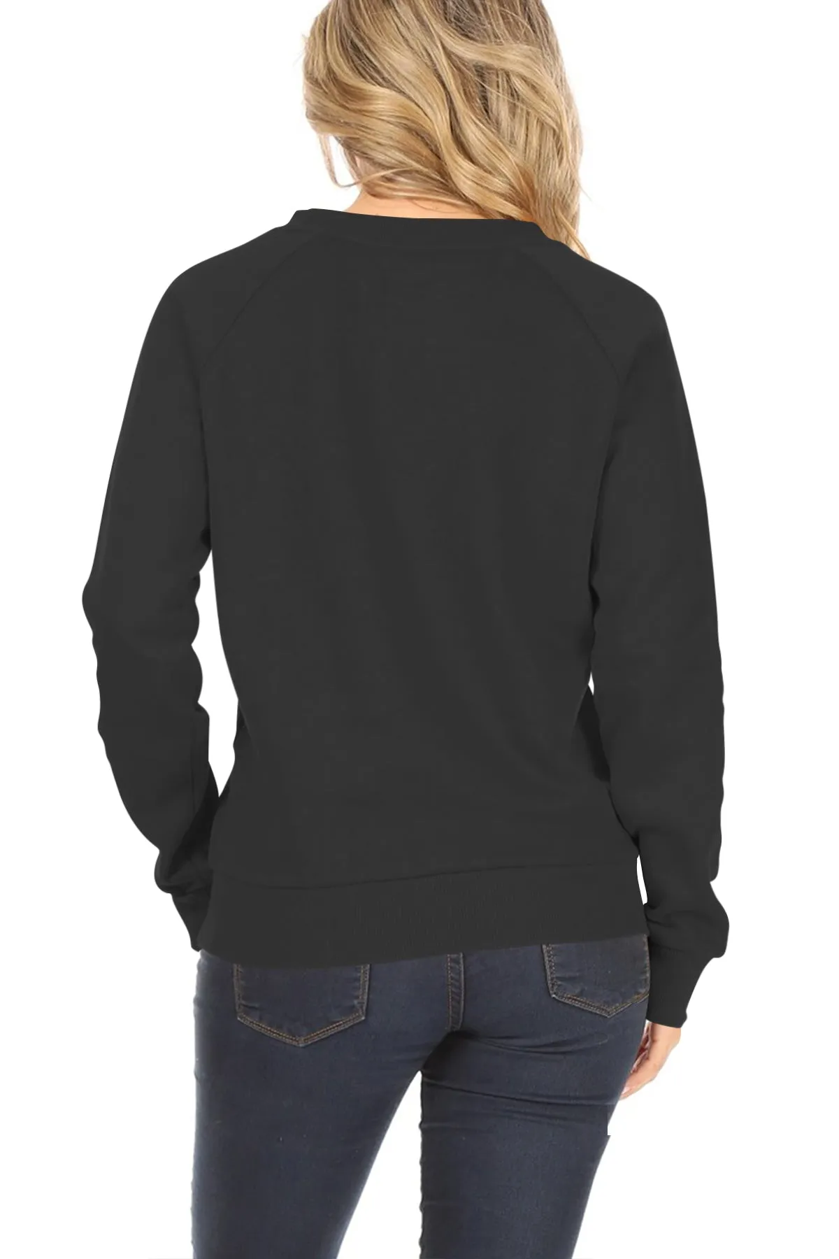 Women's Casual Pullover Fleece Long Sleeve Basic Crew Neck Solid Sweatshirt