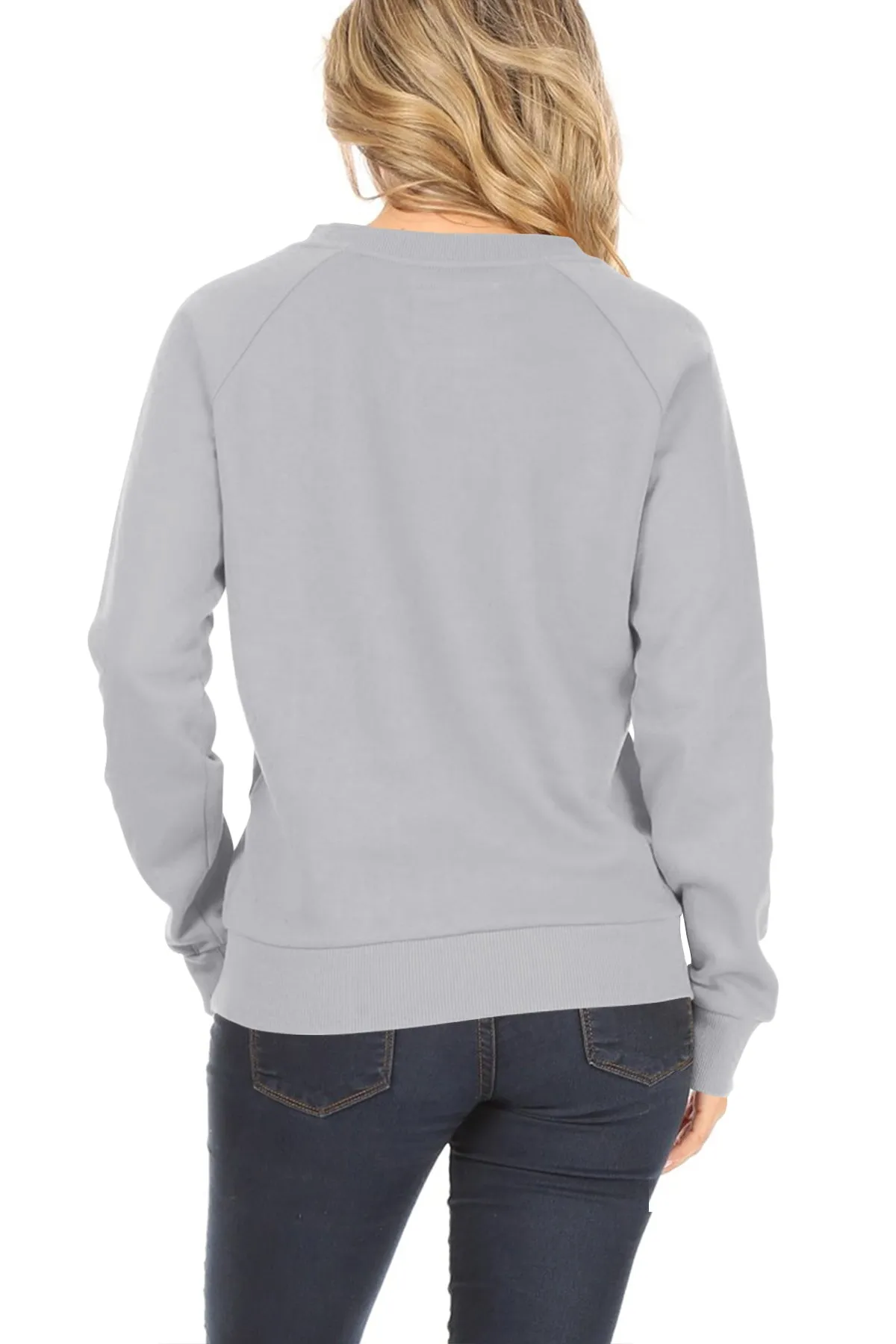 Women's Casual Pullover Fleece Long Sleeve Basic Crew Neck Solid Sweatshirt