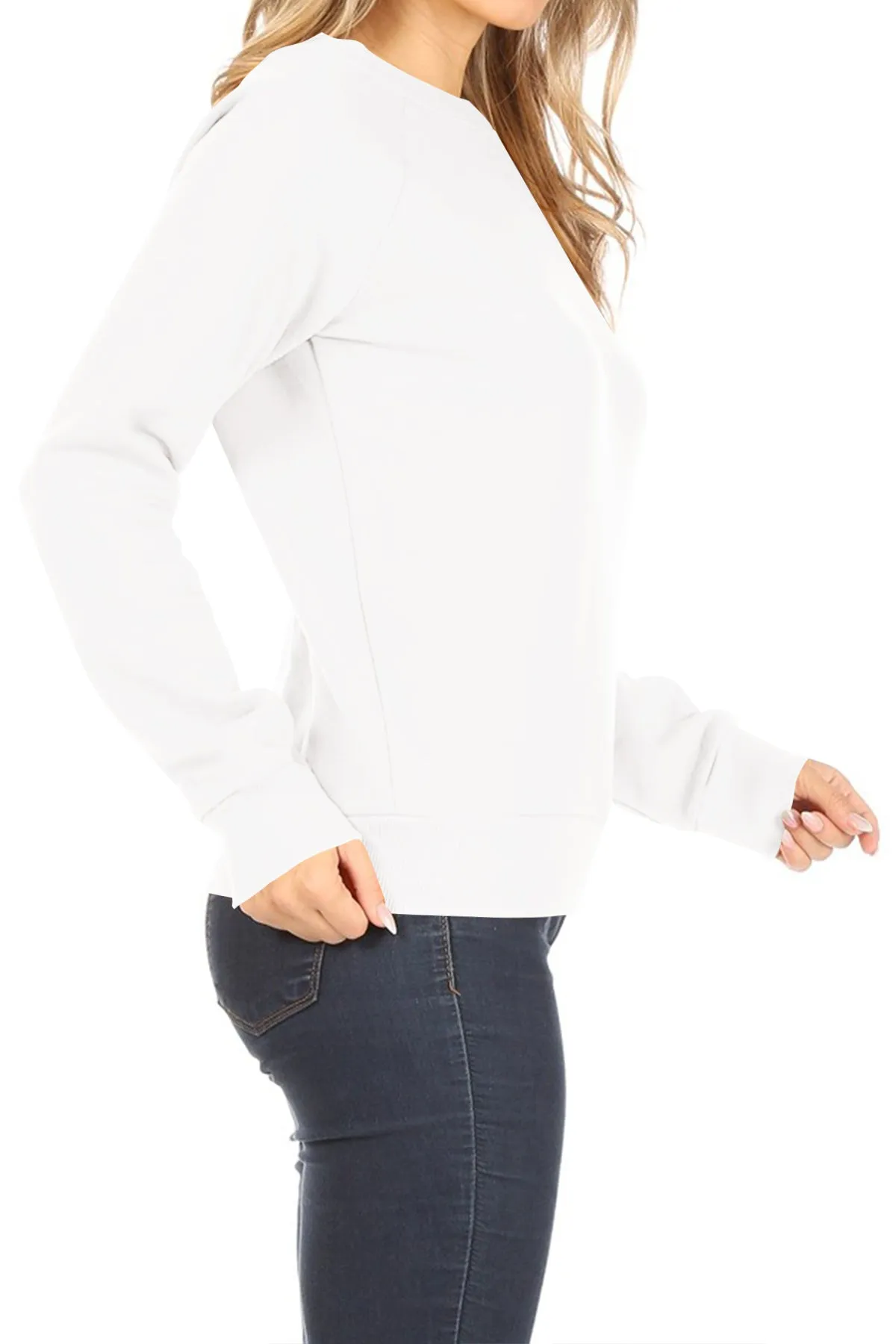 Women's Casual Pullover Fleece Long Sleeve Basic Crew Neck Solid Sweatshirt